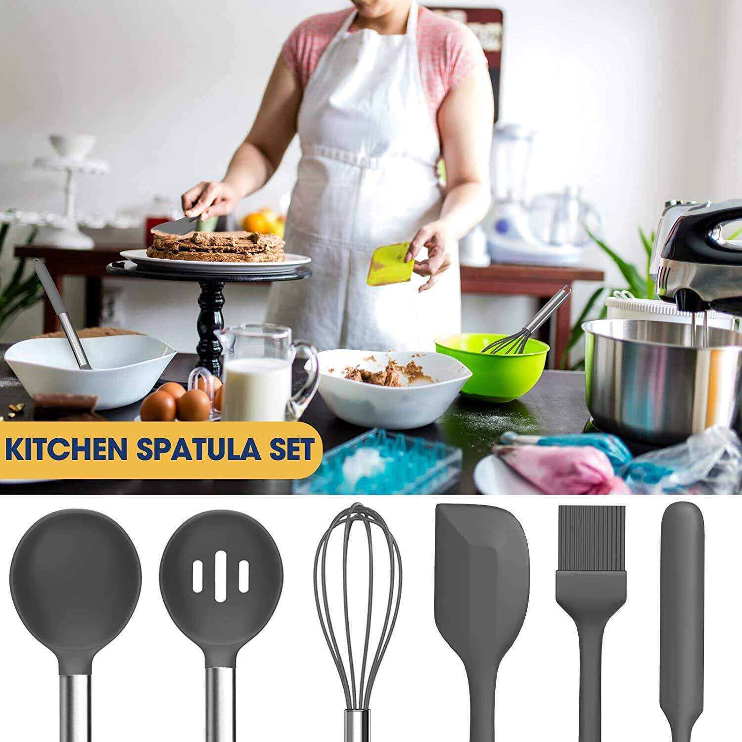 Silicone cooking utensils set
