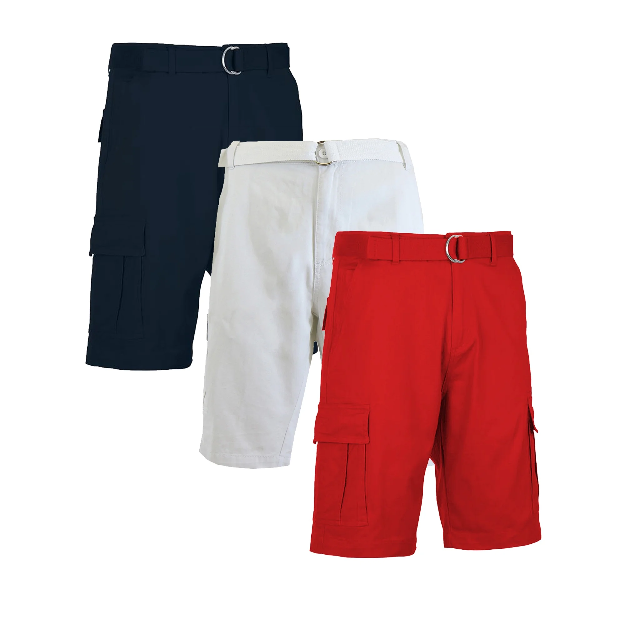 Men's Cotton Belted Cargo Shorts Vintage Distressed Lounge Hiking With Belt Sizes 28-50 NEW