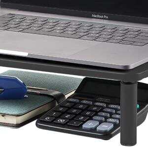 Computer Monitor Stand Riser,Monitor Riser for Laptop, Printer, Notebook and All Flat Screen TV Display with Vented Platform,3 Height Adjustable Laptop Riser,1 Pack,Black(MST003)