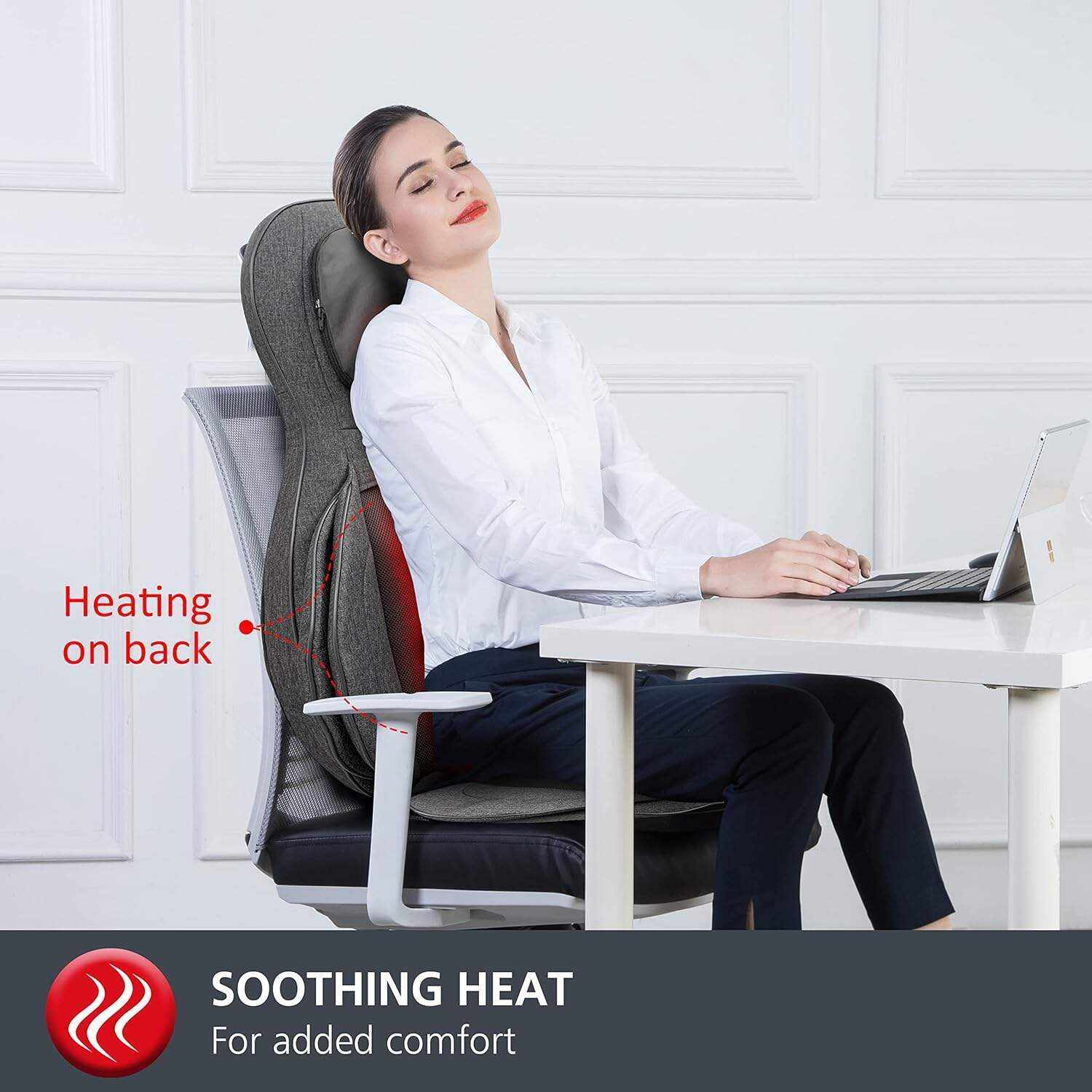 COMFIER Shiatsu Neck Back Massager with Heat and Compression, App Control 2D or 3D Deep Tissue Kneading Massage Chair Pad, Chair Massager for Full Body Pain Relief, Ideal Gifts,Grey