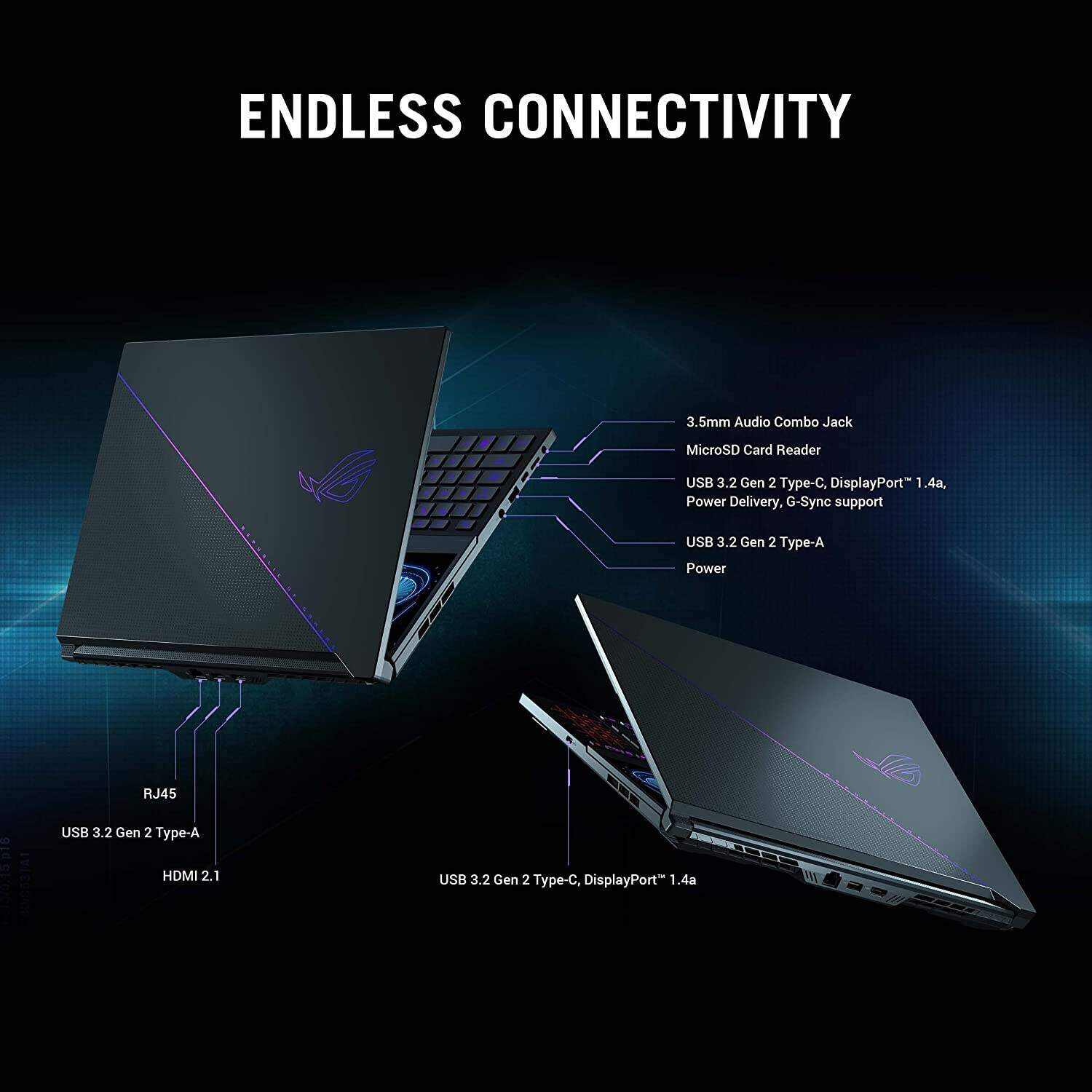 ROG Zephyrus Duo 16 (2022) Gaming Laptop, 16” Mini LED 240Hz/3ms, QHD 16:10 Display, 100% DCI-P3, NVIDIA GeForce RTX 4080, AMD Ryzen 9 7945HX, 32GB DDR5, 1TB SSD, Windows 11 Pro, GX650PZ-XS96