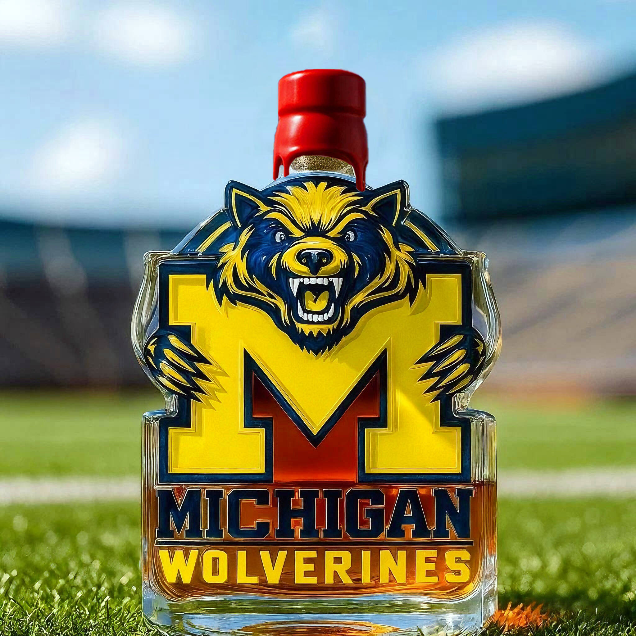 Michigan Wolverines football whiskey bottle