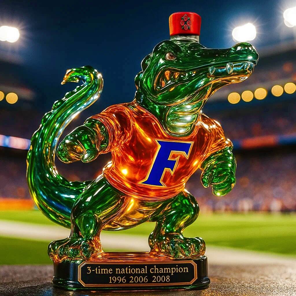 Florida Gators 3 Time National Champion Whiskey Bottle