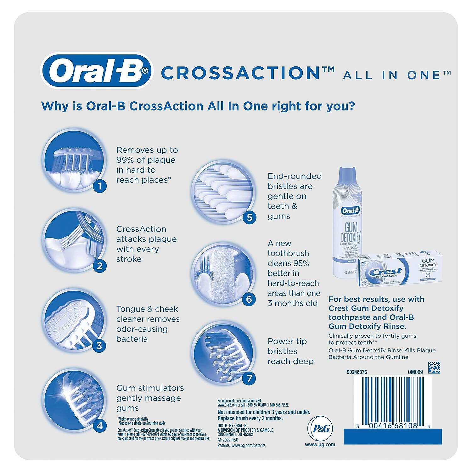 Oral-B CrossAction All In One Soft Toothbrushes, Deep Plaque Removal, 6 Count