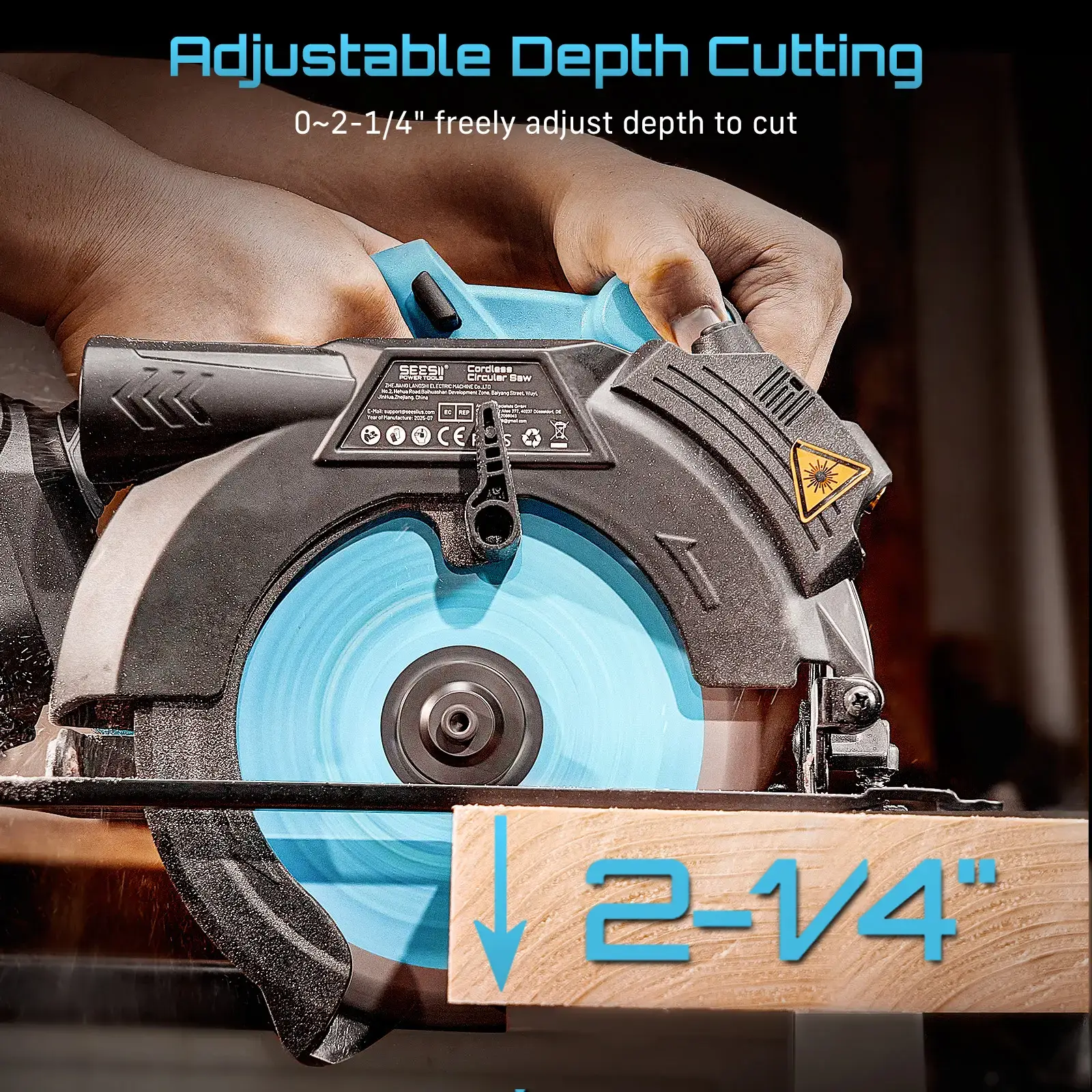 21V 6.5 Inch Cordless Circular Saw with Laser Guide & 2×4Ah Batteries