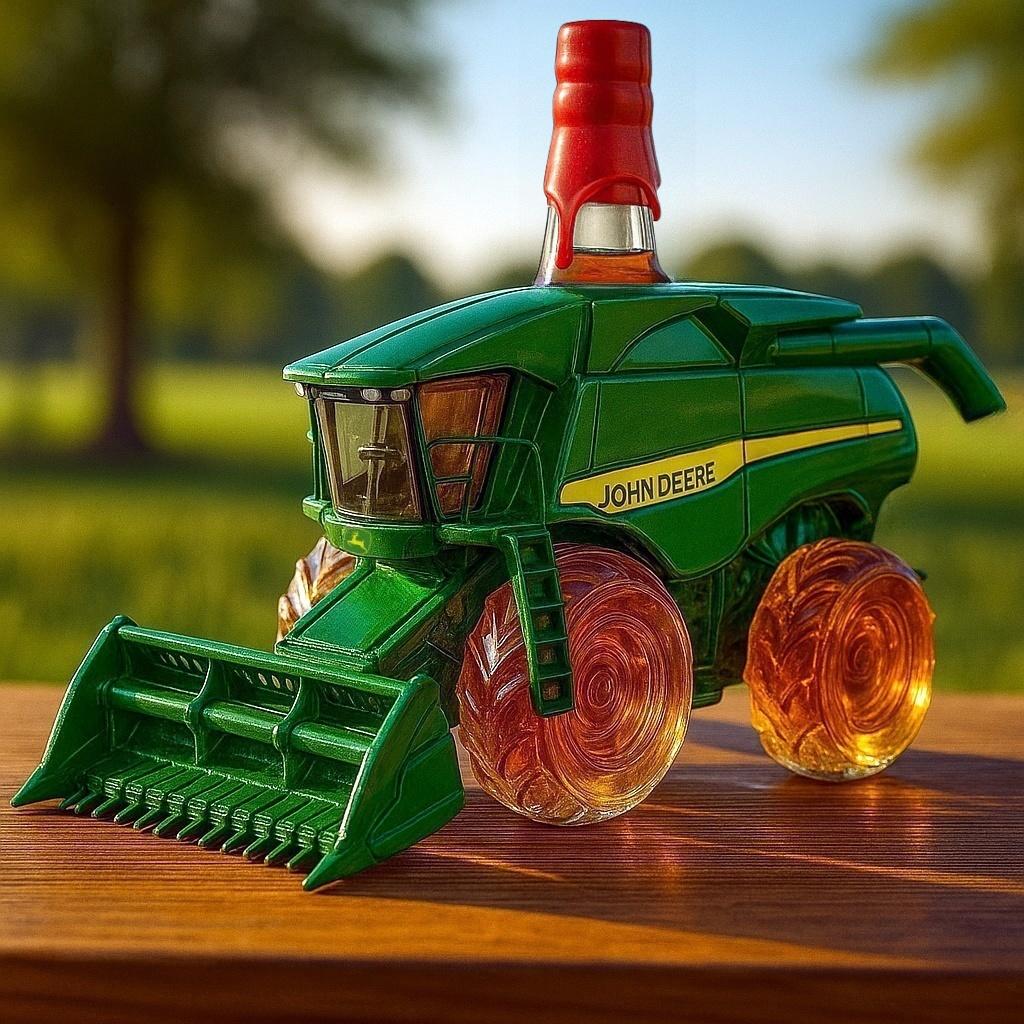 John Deere Combine Harvester Whiskey Bottle
