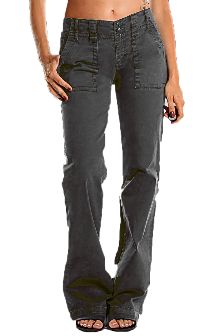 🔥Double Button Mid Waist Straight Leg Pants