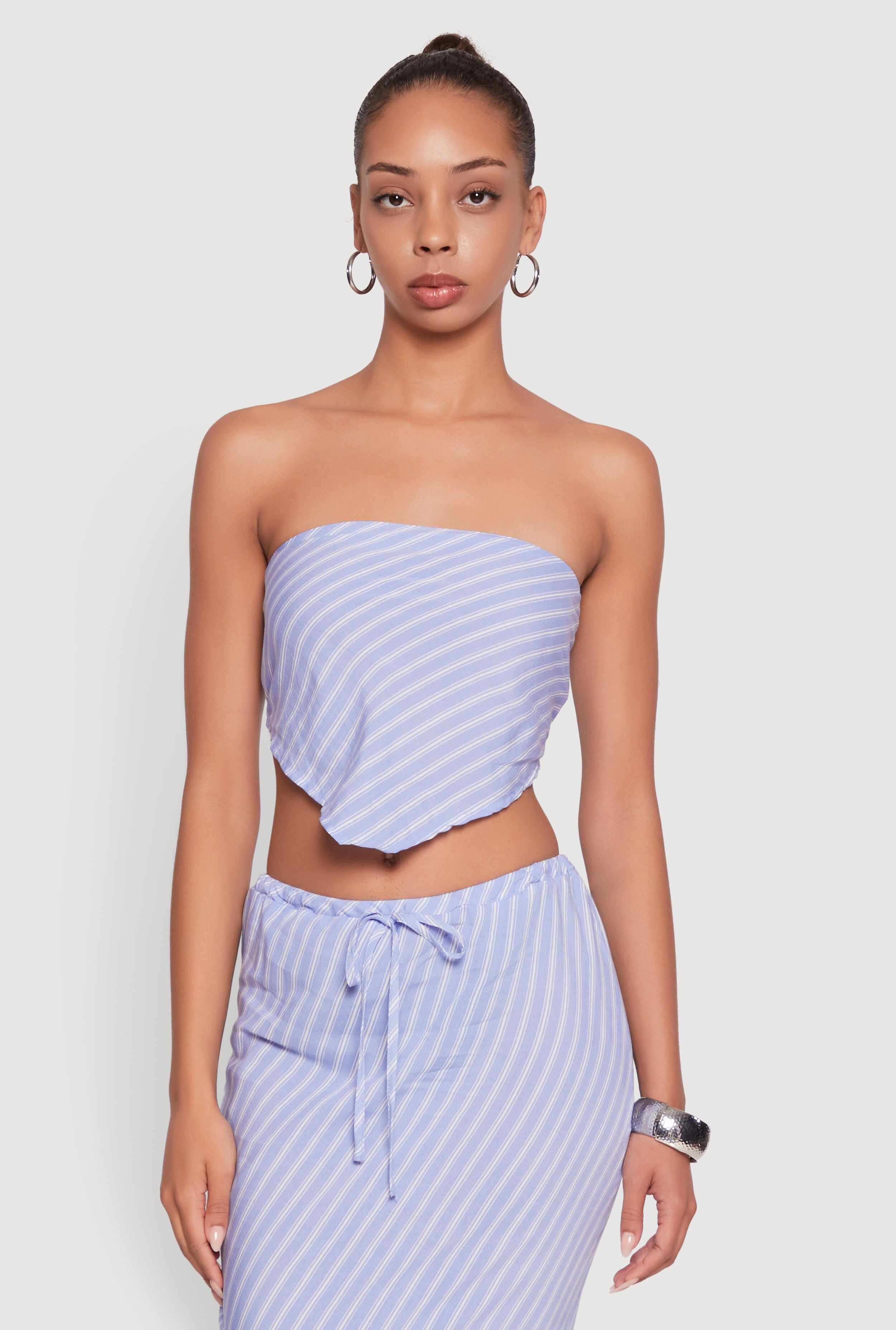 Patterned Hanky Hem Tube Top