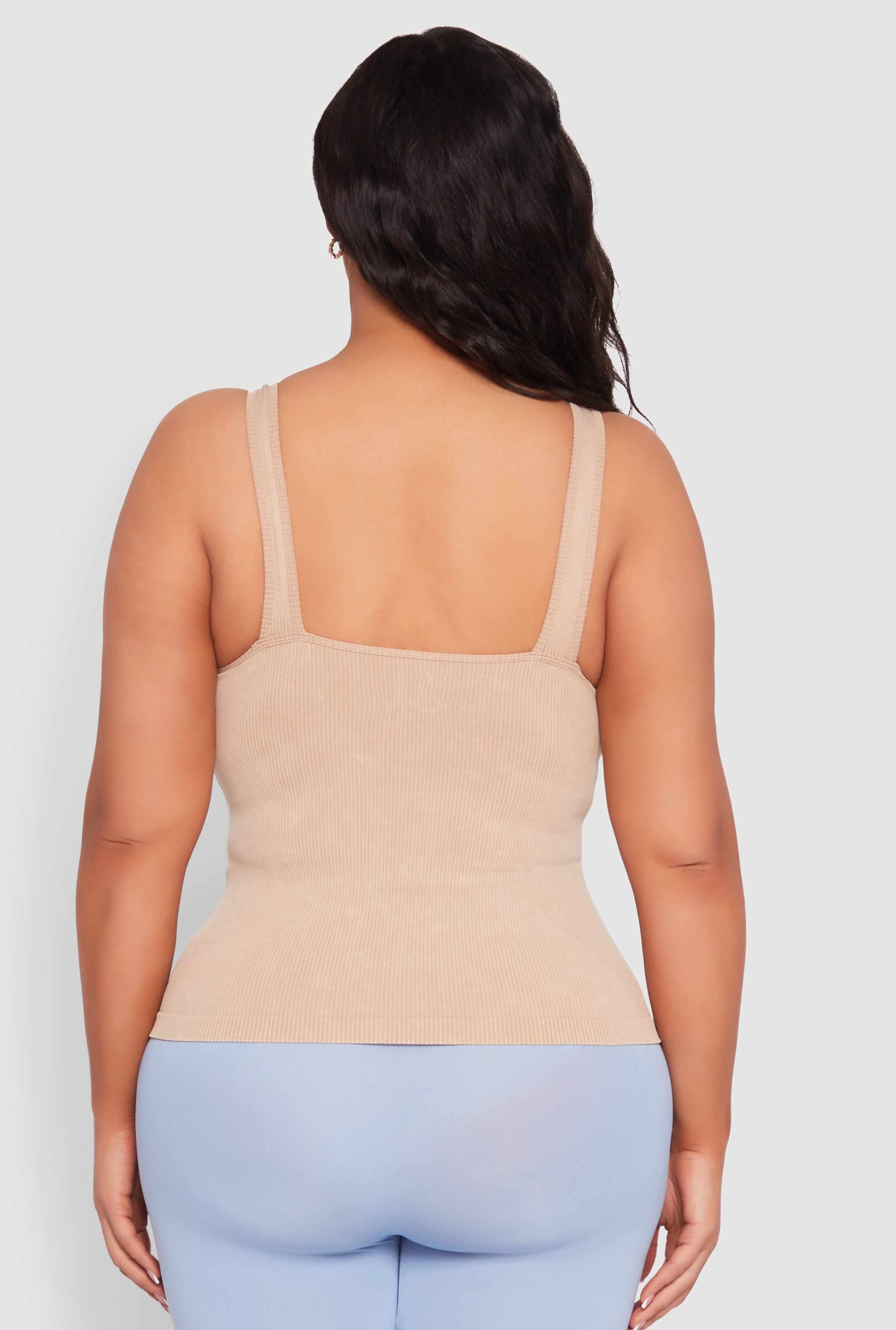 Plus Size Seamless Mineral Wash Shelf Bra Tank Top