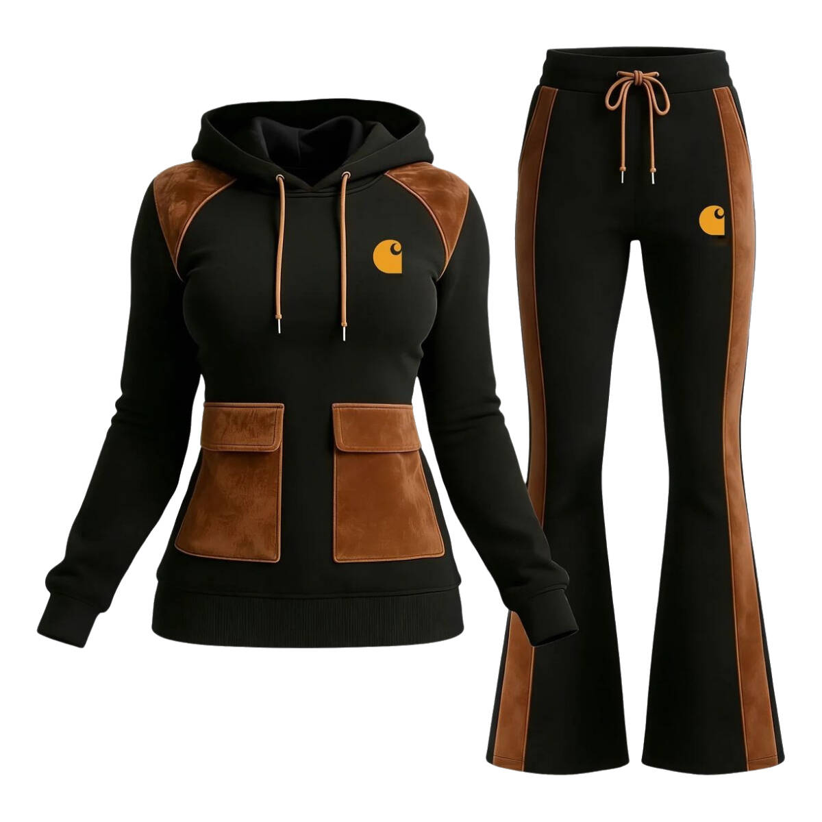 Women's Hooded Sweatshirt and Flare Leg Sweatpants Tracksuit