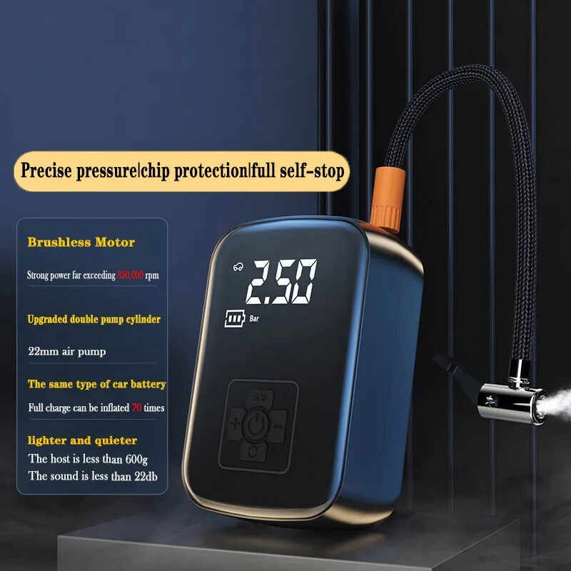 150PSI Car Air Compressor - Wireless Tire Inflator with Digital Display