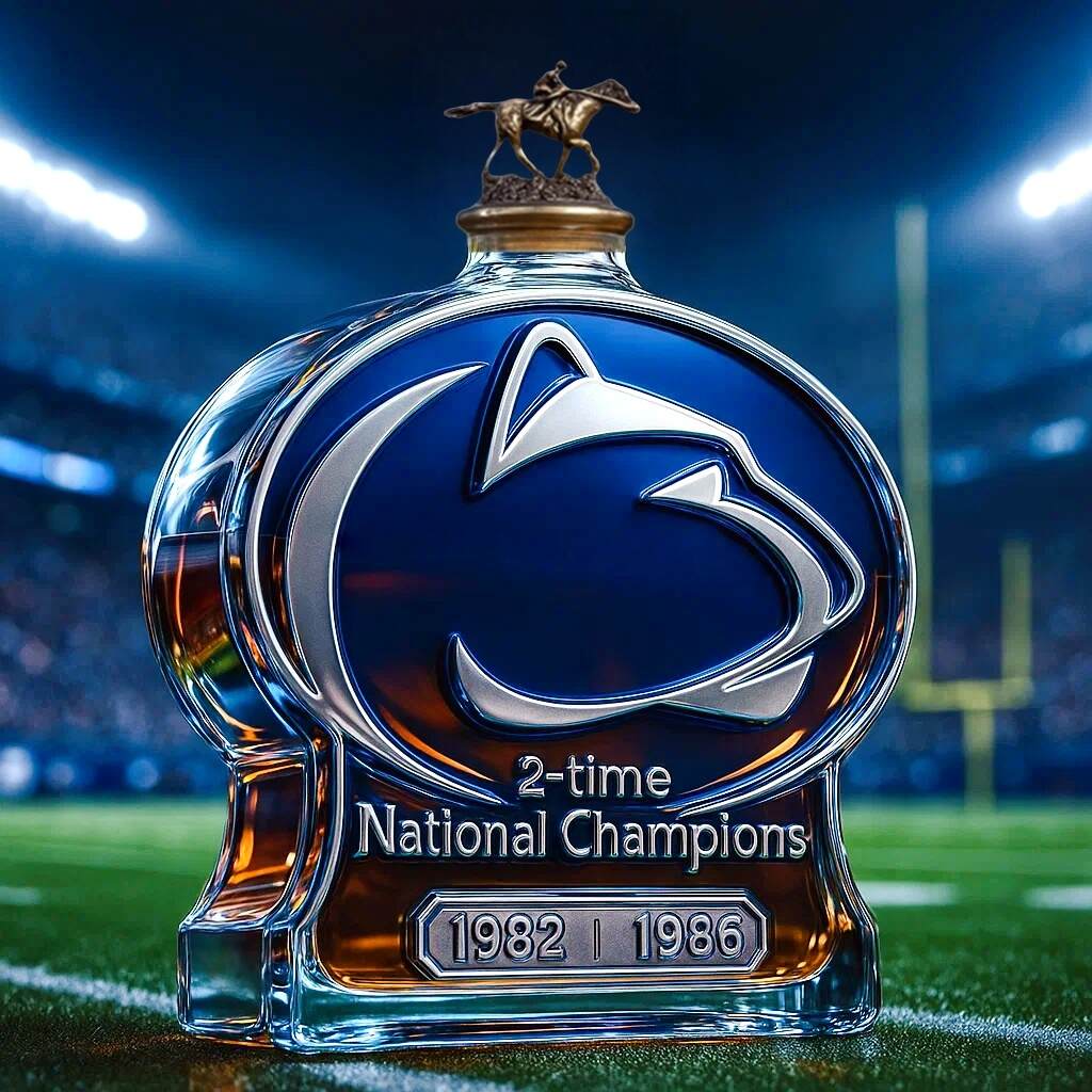 Penn State Nittany Lions 2-Time World Champions Whiskey Bottle