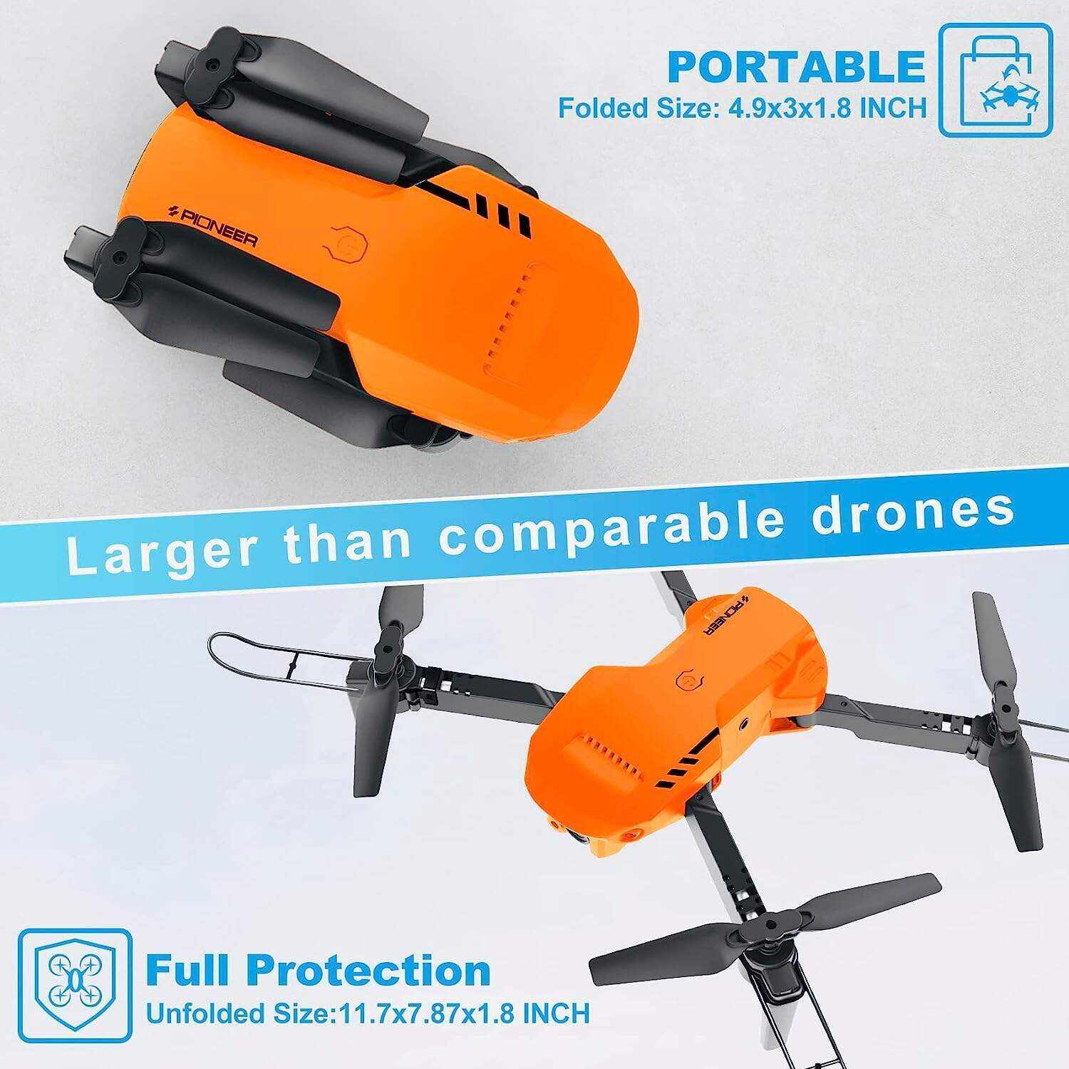Mini Drone with Camera - 1080P HD FPV Foldable Drone with Carrying Case, 2 Batteries, 90° Adjustable Lens, One Key Take Off/Land, Altitude Hold, 360° Flip, Toys Gifts for Kids and Adults