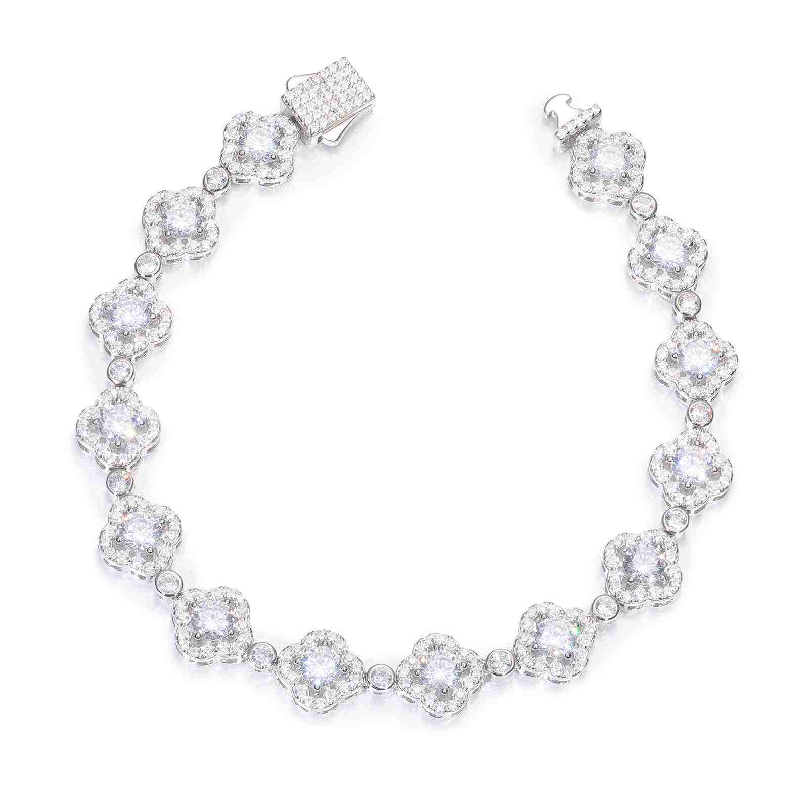 10mm S925 Moissanite Halo Four-leaf Clover Tennis Bracelet