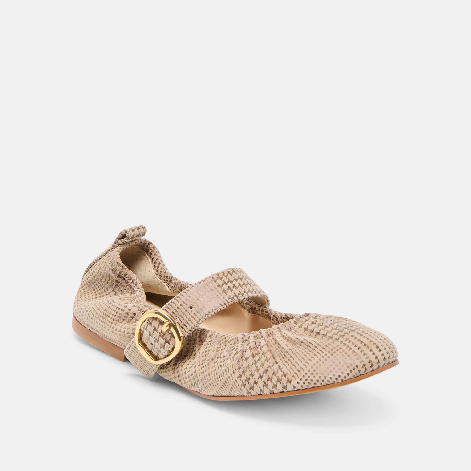 CAELY BALLET FLATS HERRINGBONE PRINTED SUEDE