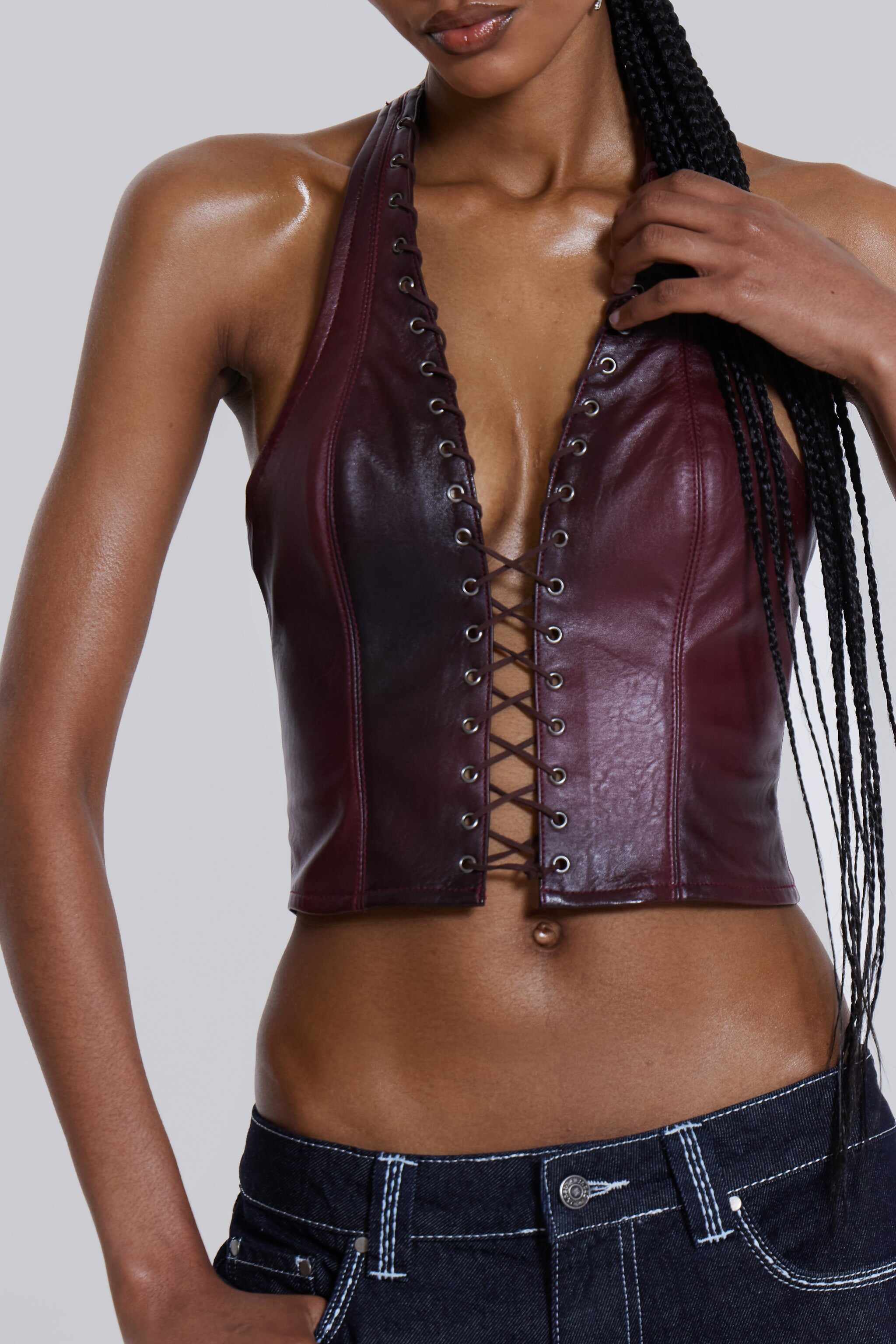 Lynx Faux Leather Corset Top
