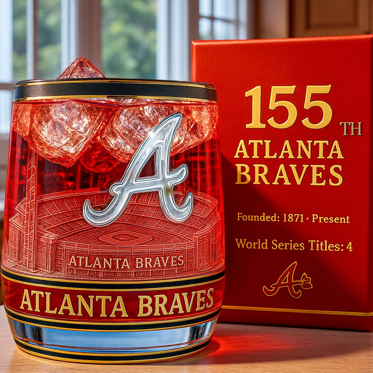 Atlanta Braves 155th Anniversary Whiskey Glass