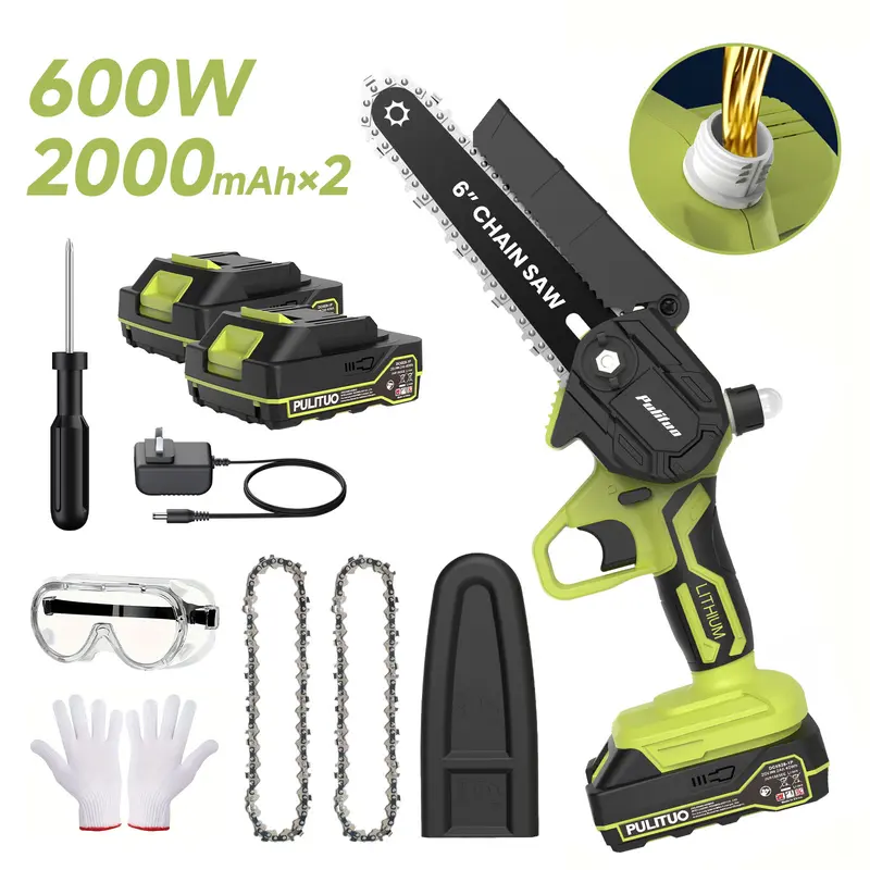 Mini Chainsaw Cordless 6 Inch Battery Powered 880W Motor 4020 RPM for Wood Cutting Tree Trimming Yard Work Garden Tools Gift for Men Dad Husband