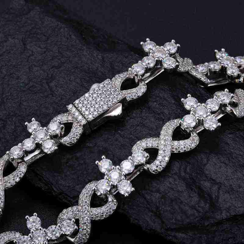 10mm S925 Moissanite Infinity Cross Link Bracelet