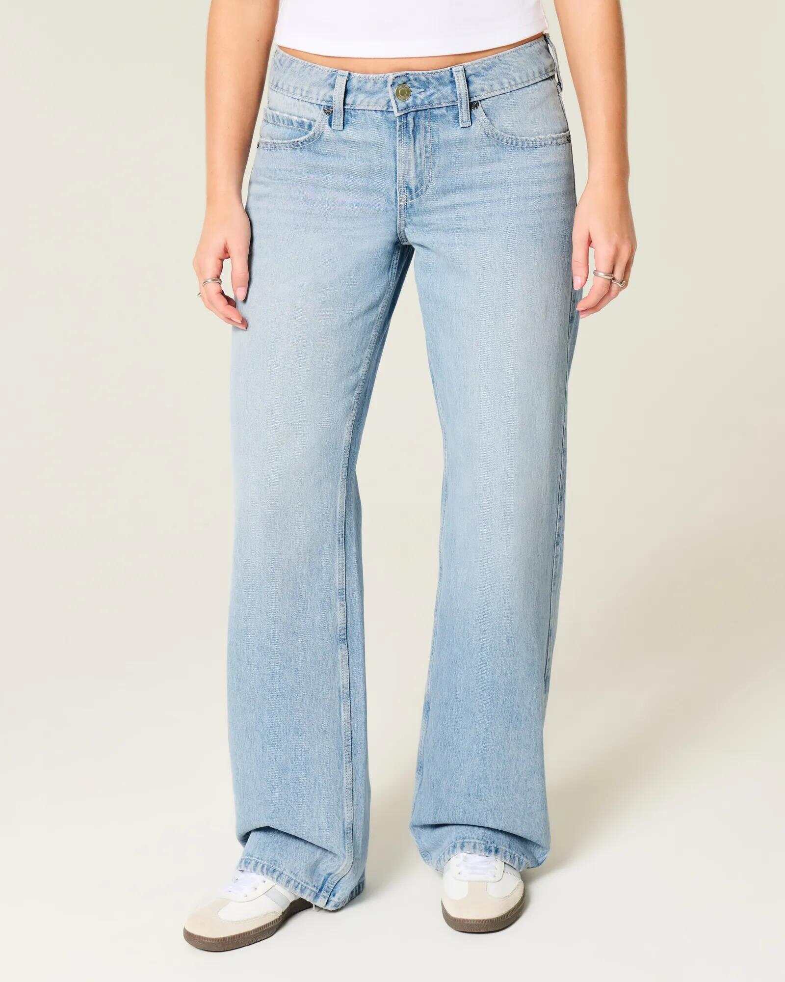 Low-Rise Dark Wash Baggy Jeans