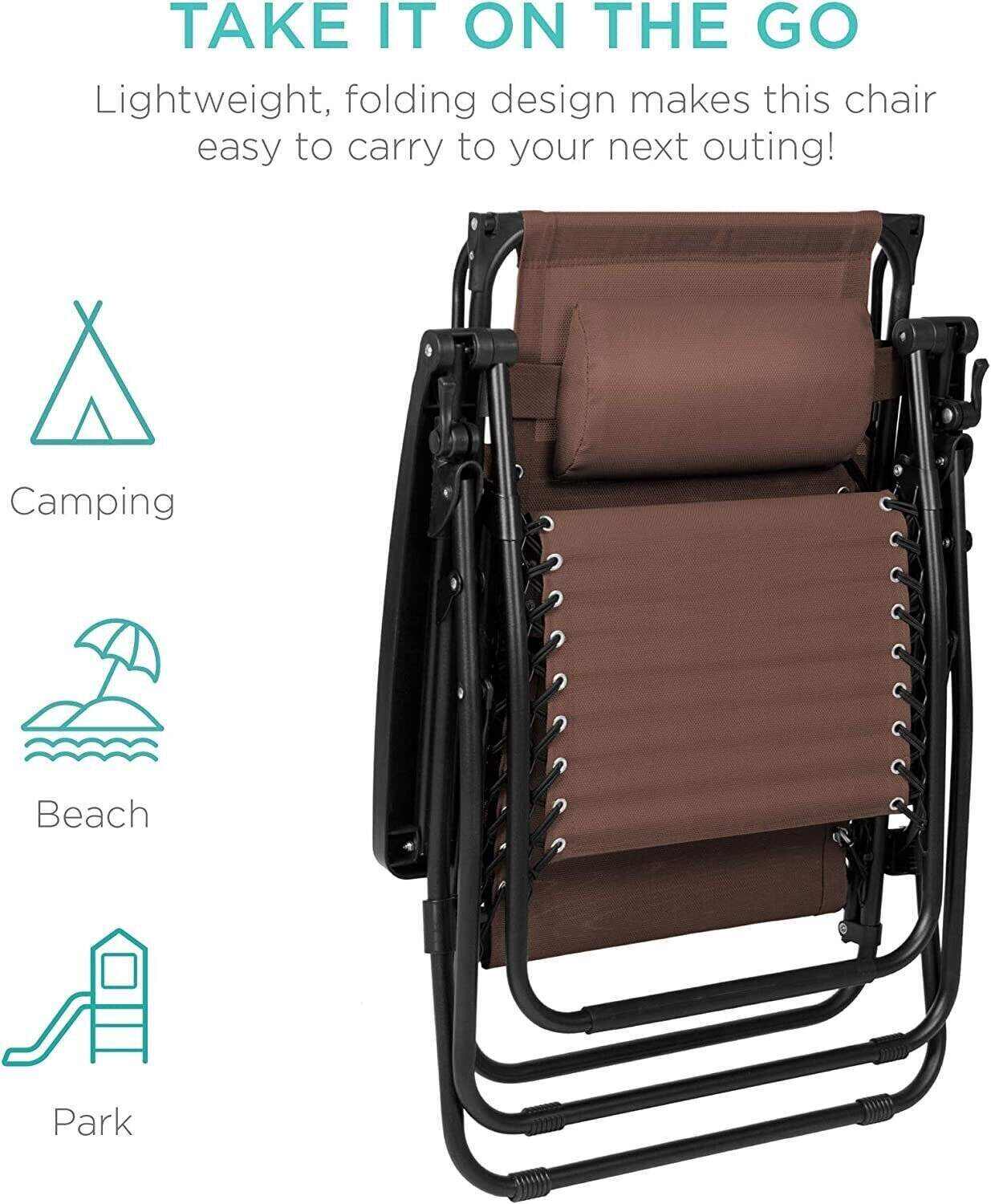 Folding Zero Gravity Recliner Patio Lounge Chair w/Adjustable Canopy Shade, Headrest, Side Accessory Tray, Textilene Mesh - Beige