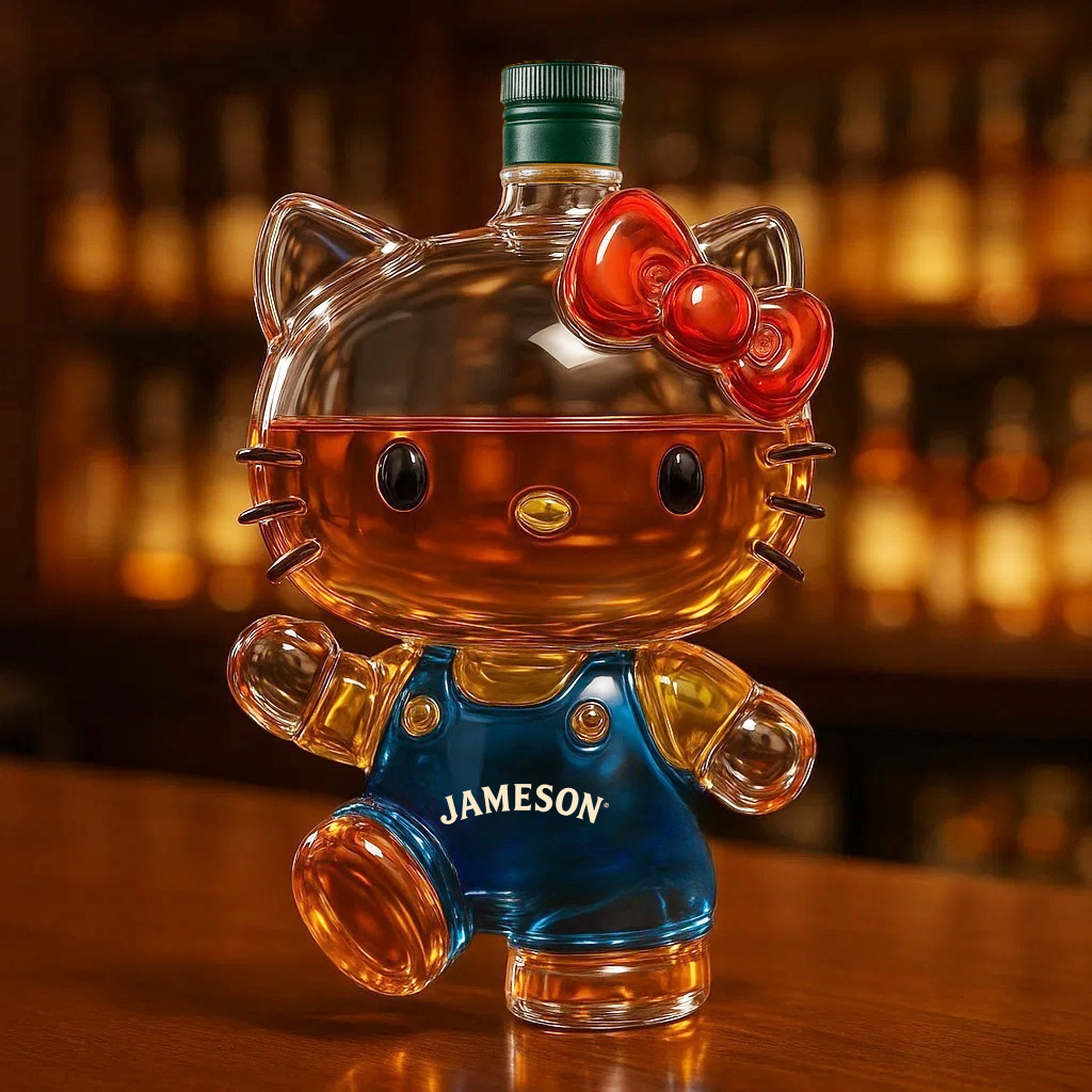 Cute Cat  Whiskey Bottle