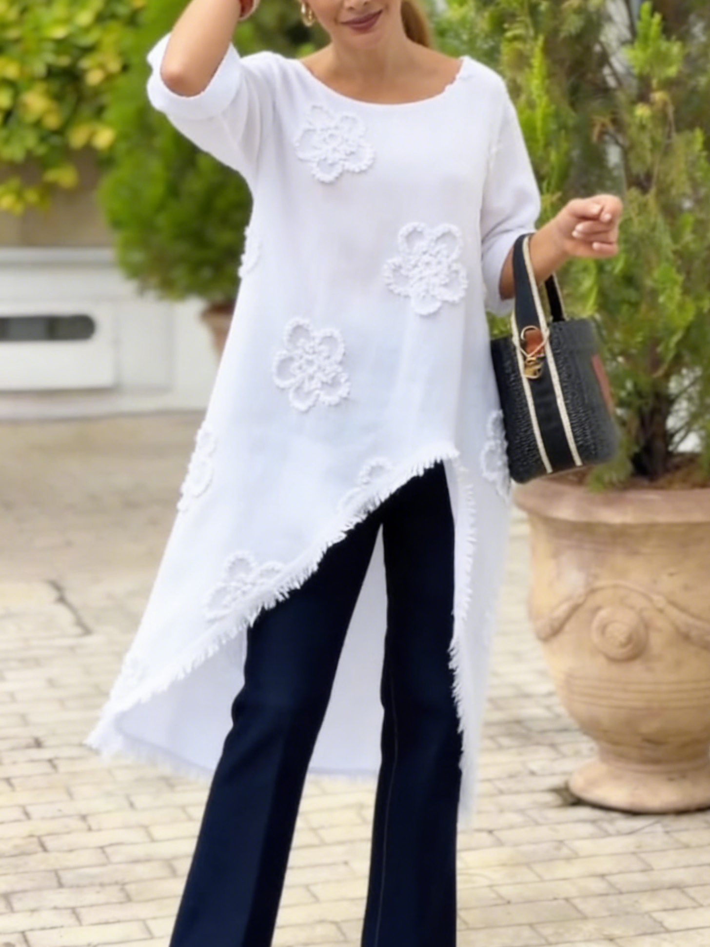 🔥Summer Arrivals🌟Floral Embroidered Loose-fitting Cotton Shirt Blouse