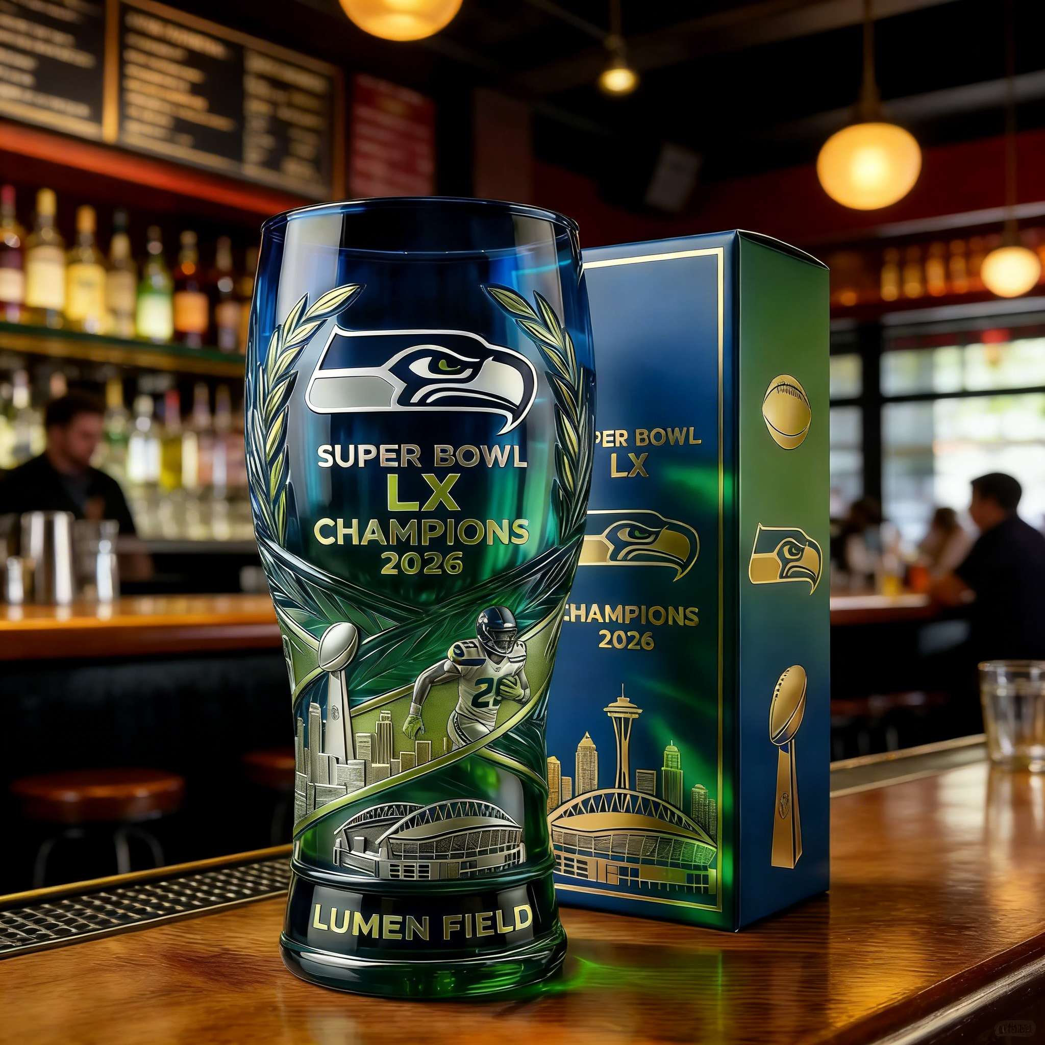 Seattle Seahawks Super Bowl LX (2026) Champions Commemorative Beer Glass