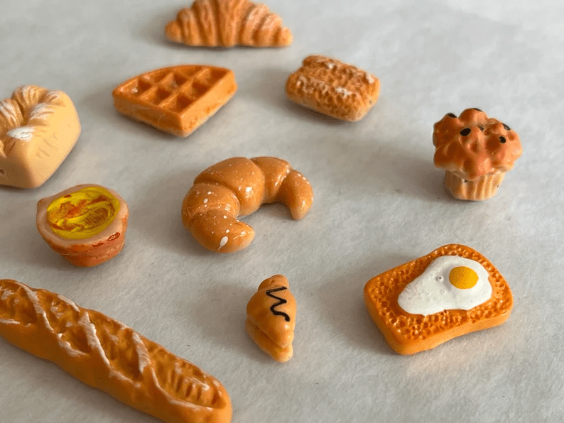 Sets Of 10 Miniature, Realistic Bread Magnets