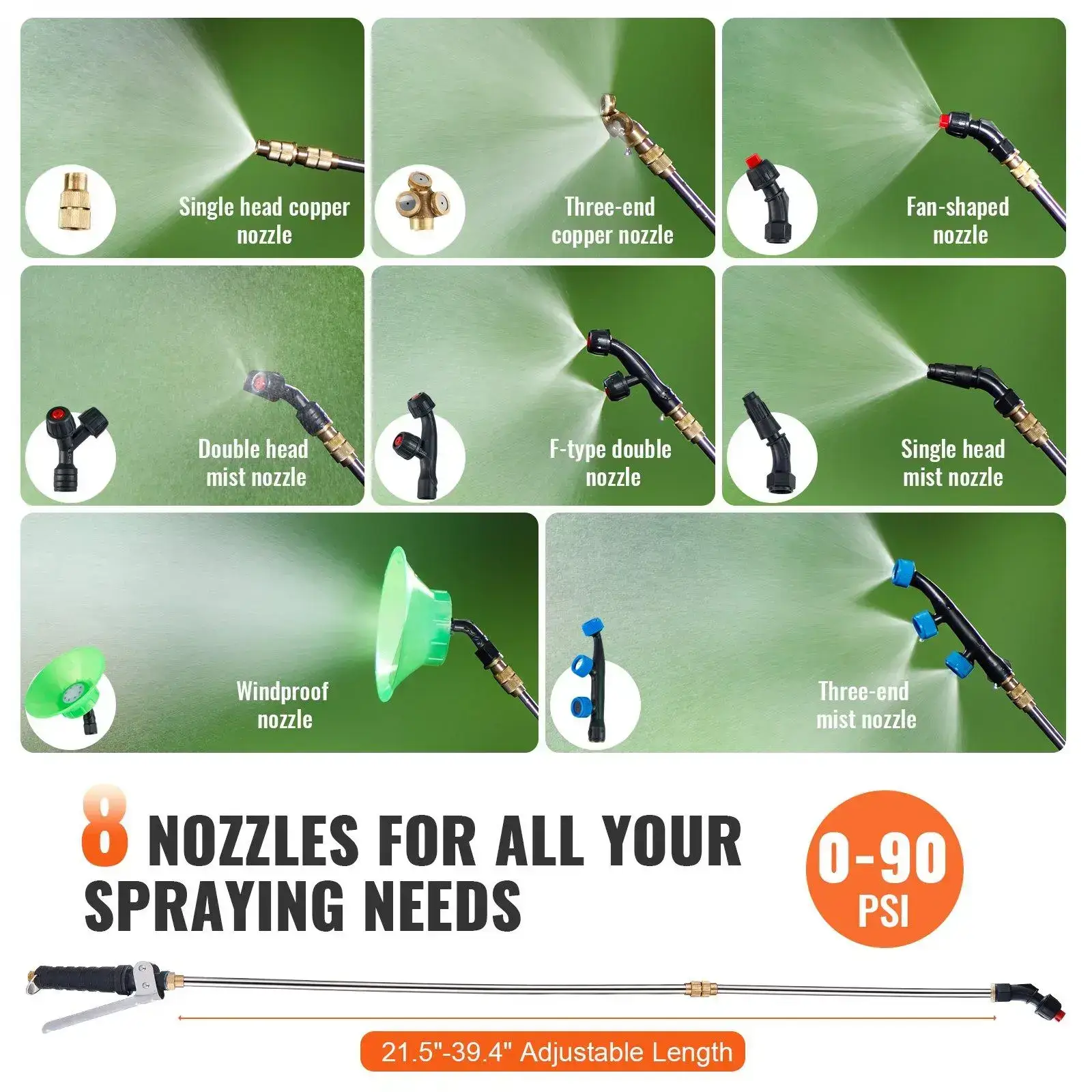 Battery Powered Portable Backpack Sprayer, 0-90 PSI Adjustable Pressure, 4 Gallon Tank, Back Pack Sprayer with 8 Nozzles and 2 Wands, 12V 8Ah Battery, Wide Mouth Lid for Weeding, Spraying, Cleaning