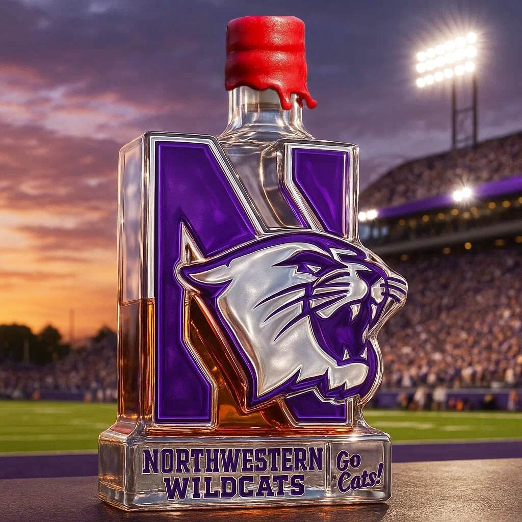 Northwestern Wildcats Limited Edition Whiskey Bottle
