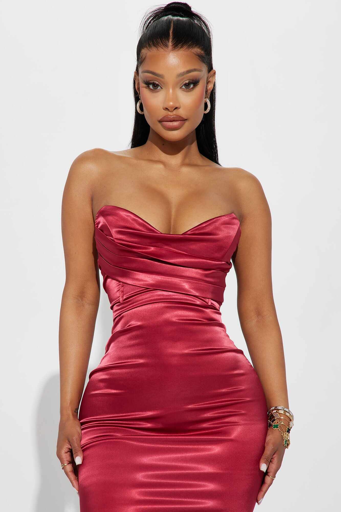 Naomi Satin Maxi Gown - Wine