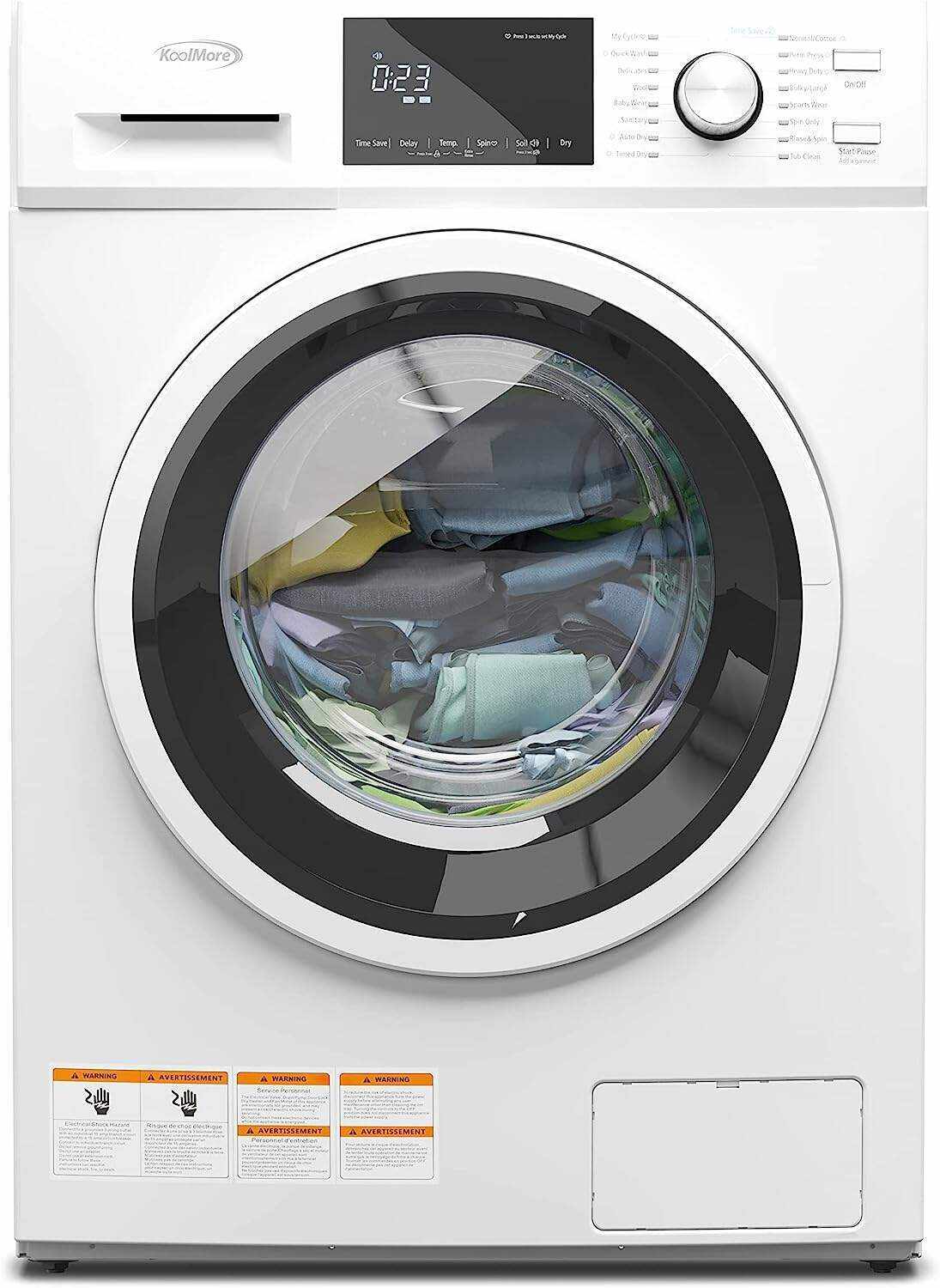 Front Load Machine, 2.7 Cu. Ft, Space Saving Unit with 20-Minute Quick, 12 Washing Cycles, Quiet Inverter Motor [120V], Medium (24