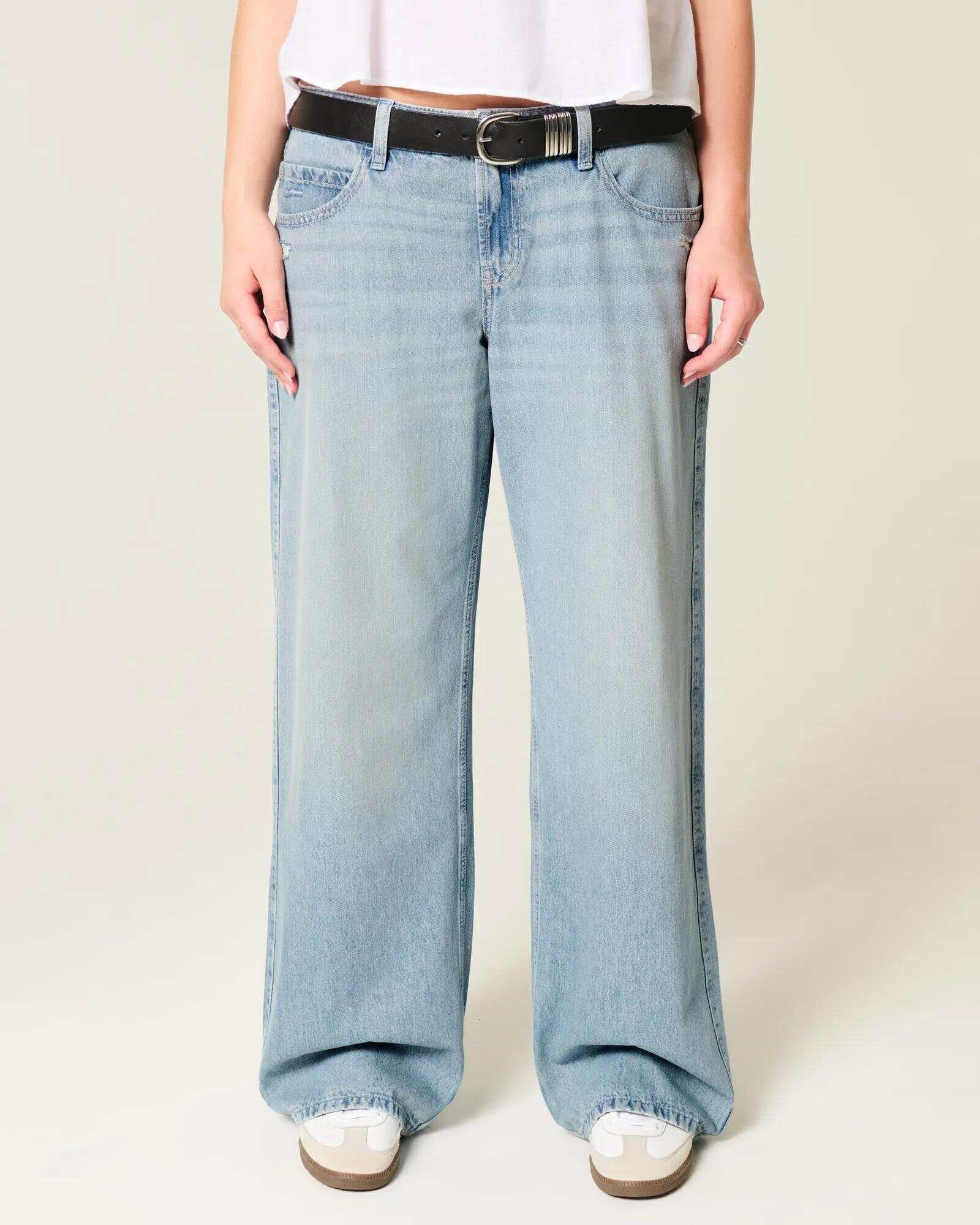 Low-Rise Dark Wash Baggy Jeans