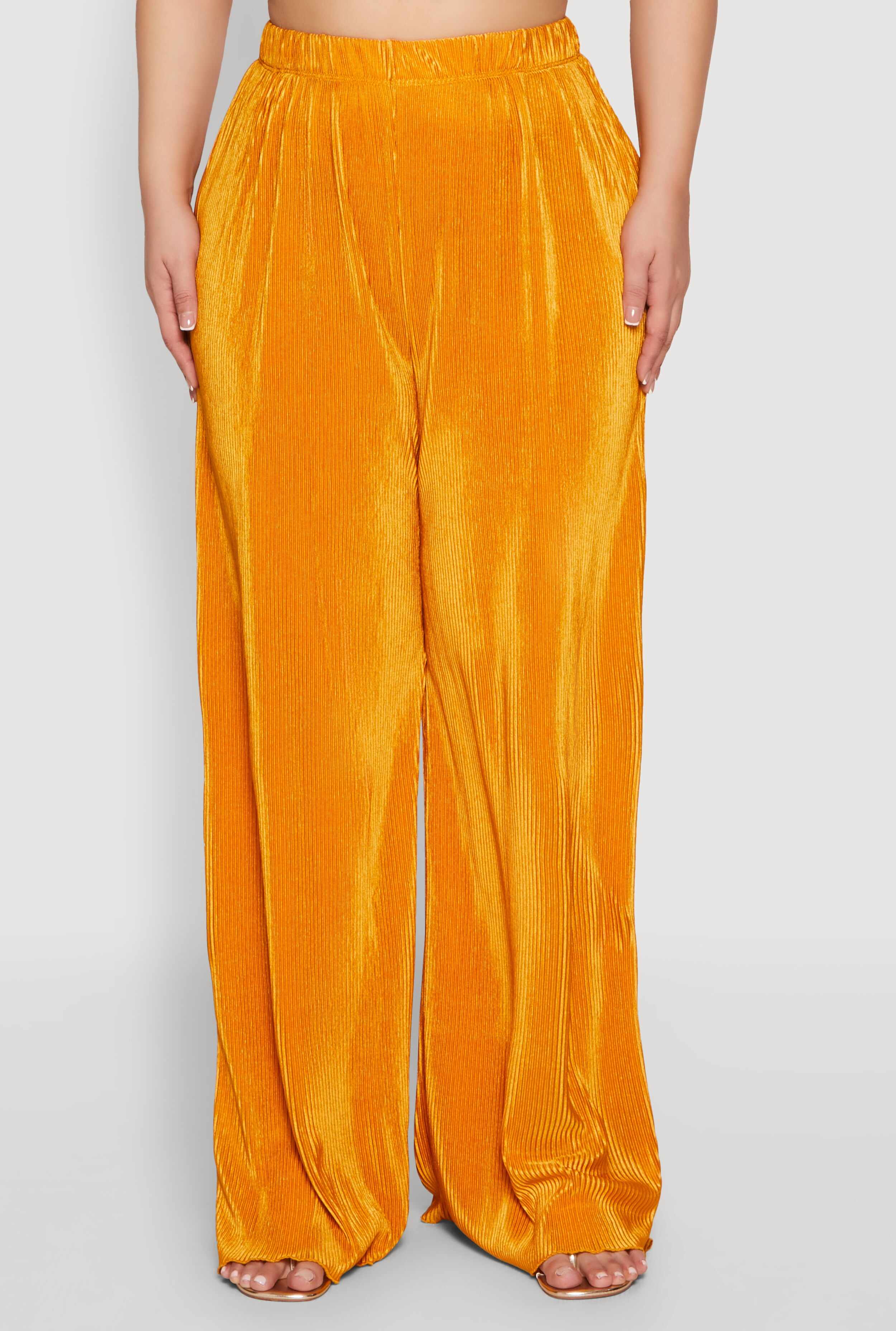 Plus Size Plisse Palazzo Pants