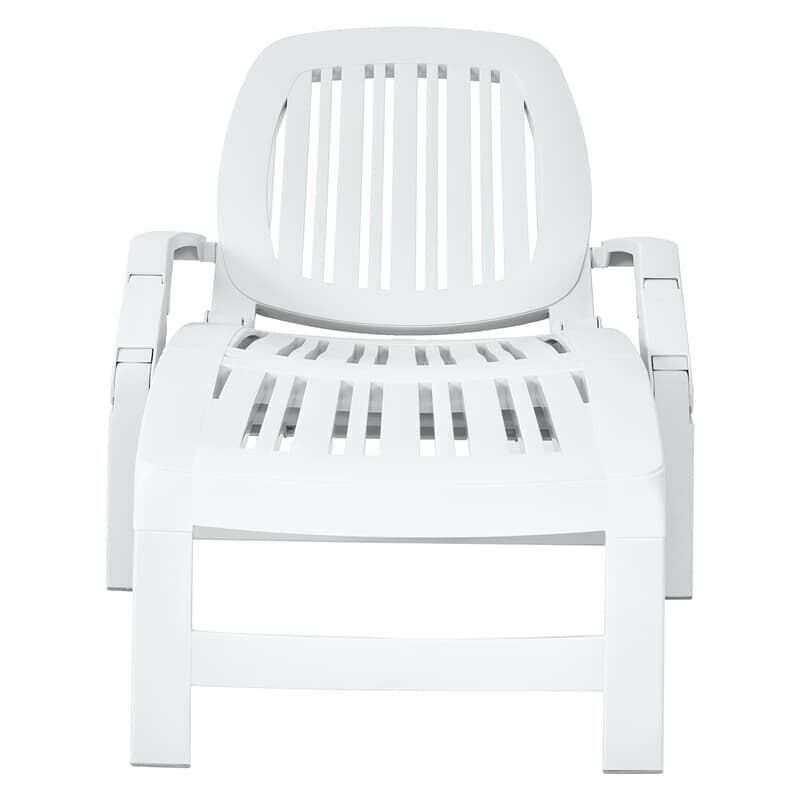 Outdoor Chaise Lounge Chair 6-Position Adjustable Patio Recliner with Wheels