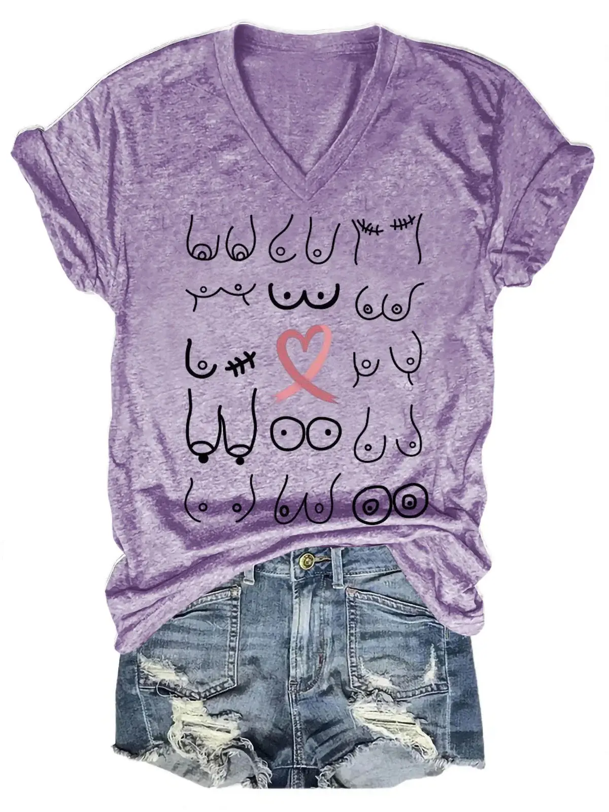 Breast Cancer Awareness Art Casual T-shirt