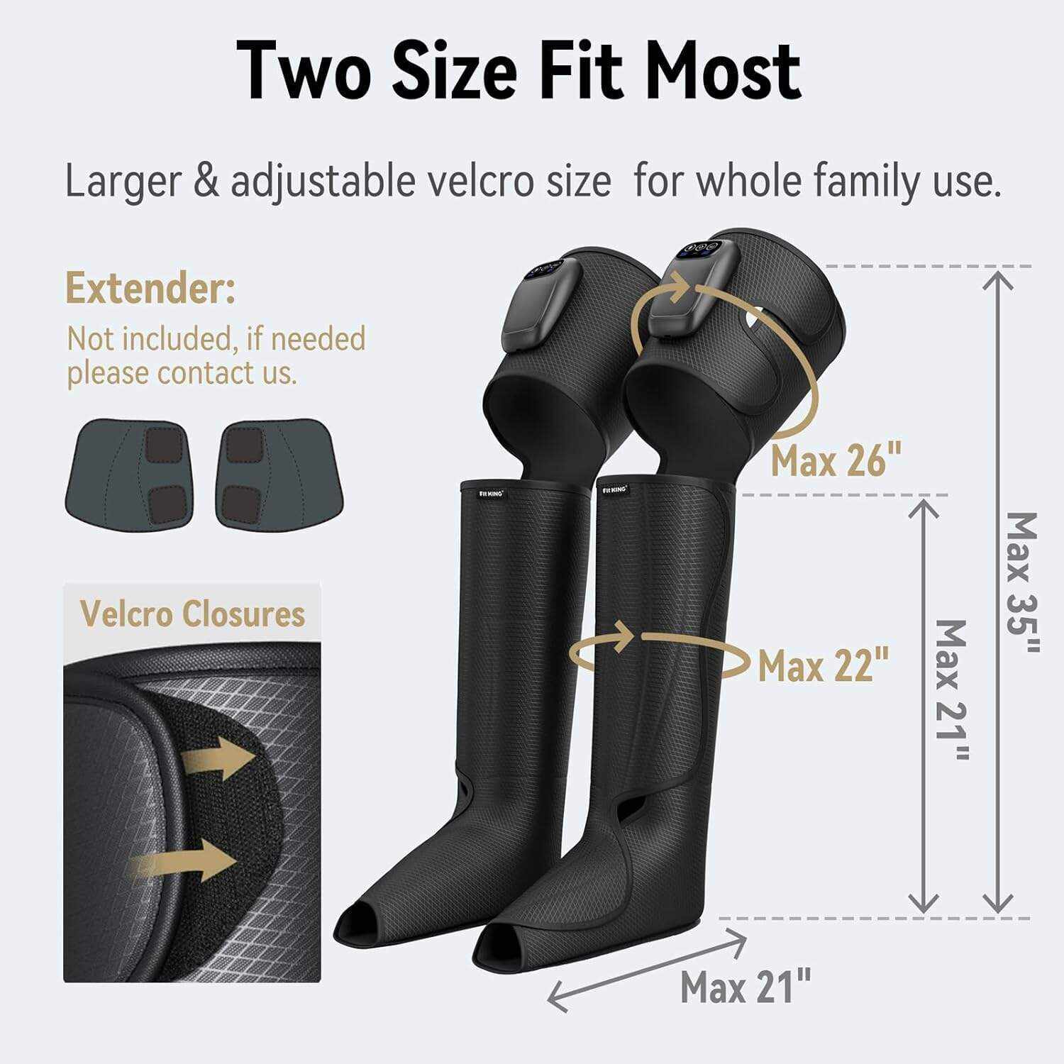 FIT KING Cordless Full Leg Massager Compression Boots, Rechargeable Foot and Calf Massager for Travel, Blood Circulation & Fast Recovery, Pain Relief | No External Long Air Hoses,Gift Idea