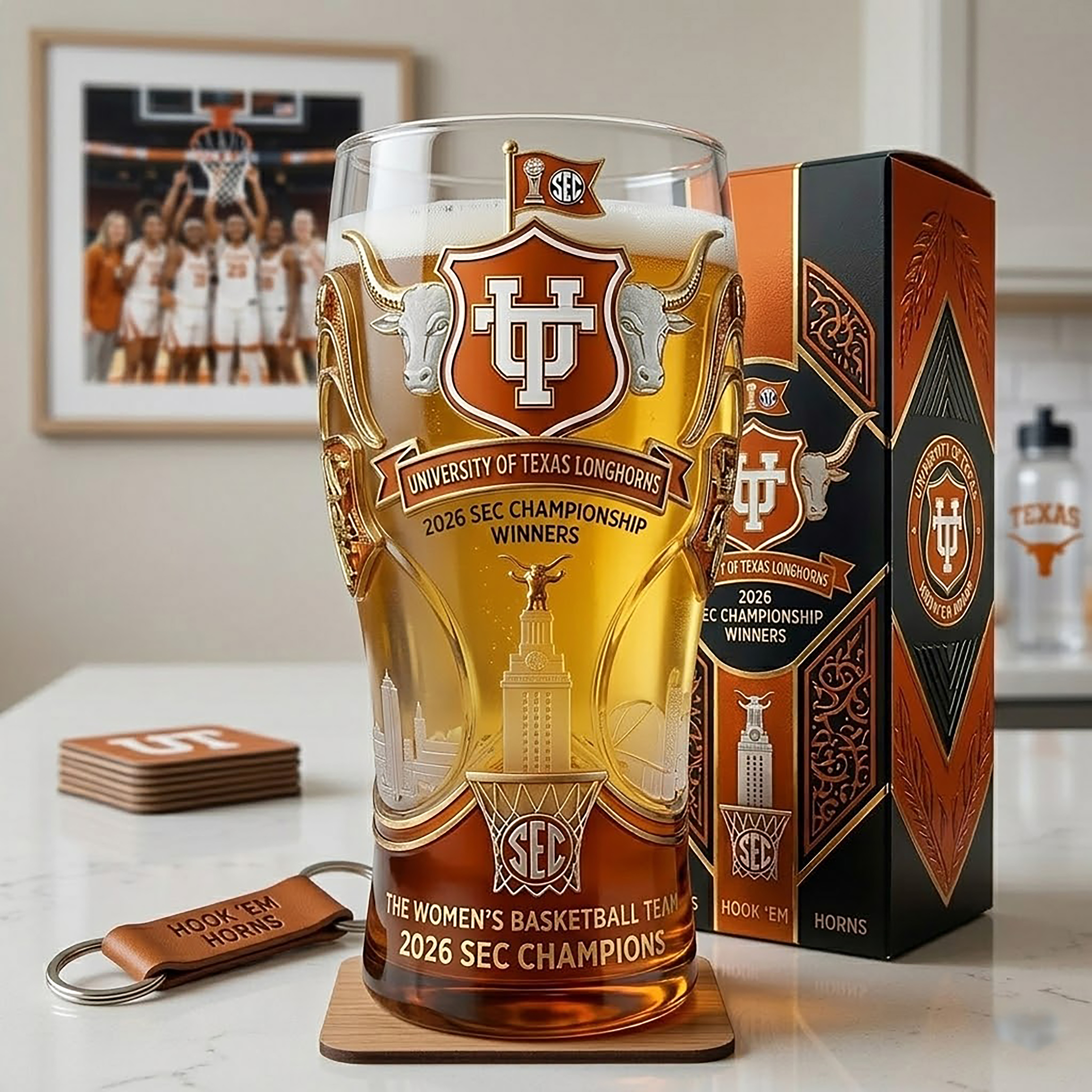 🏀 University of Texas Longhorns 2026 SEC Champions Commemorative Glass