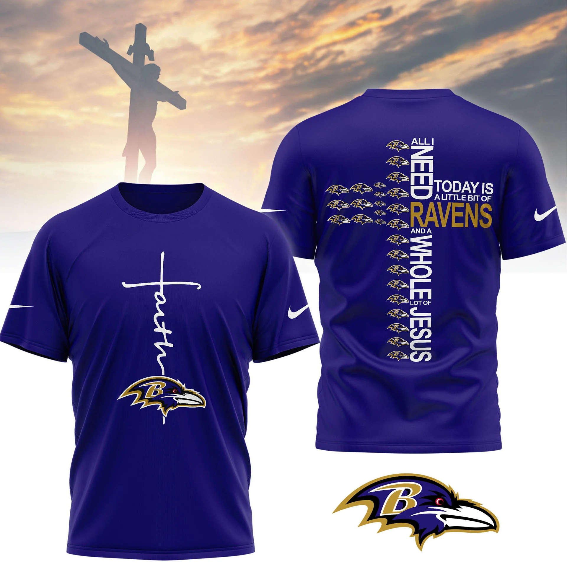Baltimore Ravens | Premium NFL Faith Over Fear 3D Shirt NY