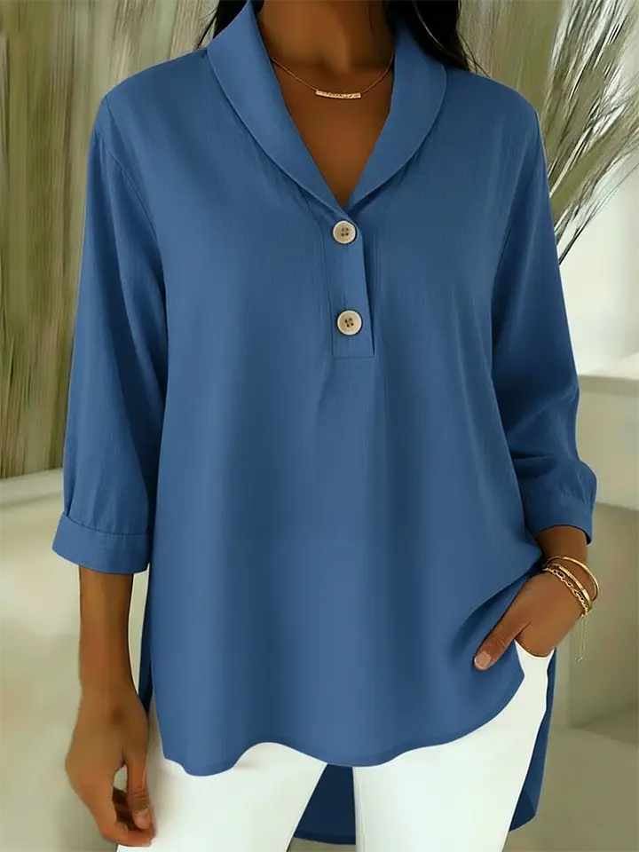 🔥Summer Arrivals🌟Retro Cozy Notch Lapel Linen Shirt Top