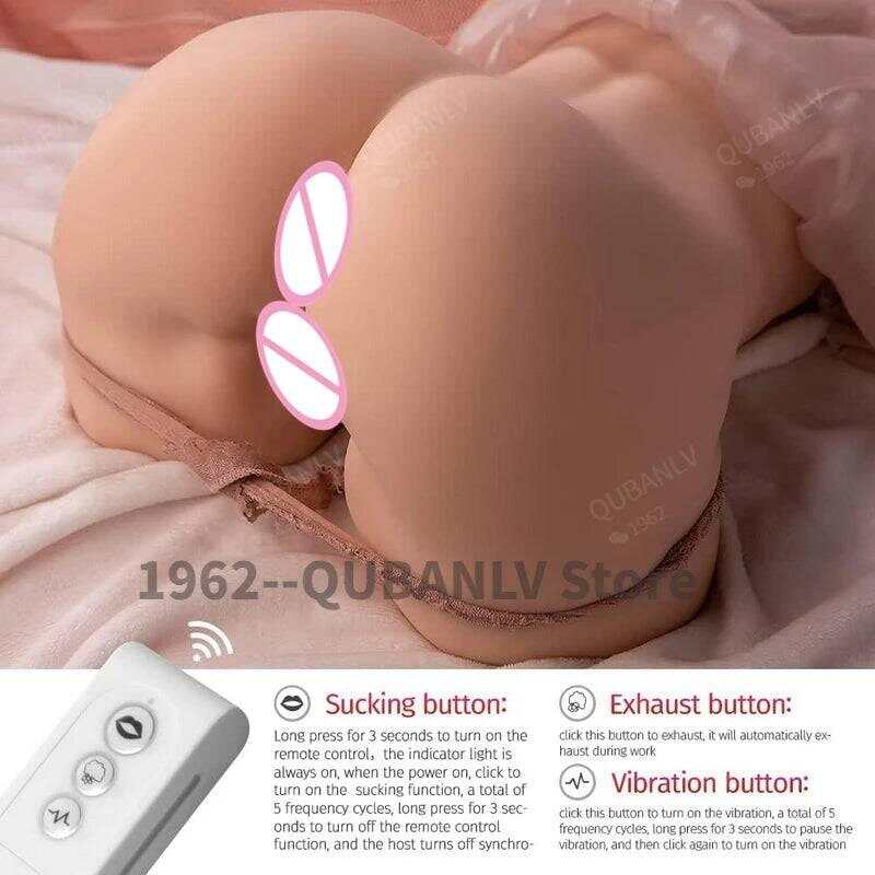 Female Sexy Torso Sex Doll: Big Ass with Automatic Sucking and Vibrating Features, Realistic Life Size Pussy, 5 Vibrations and 5 Suction Modes