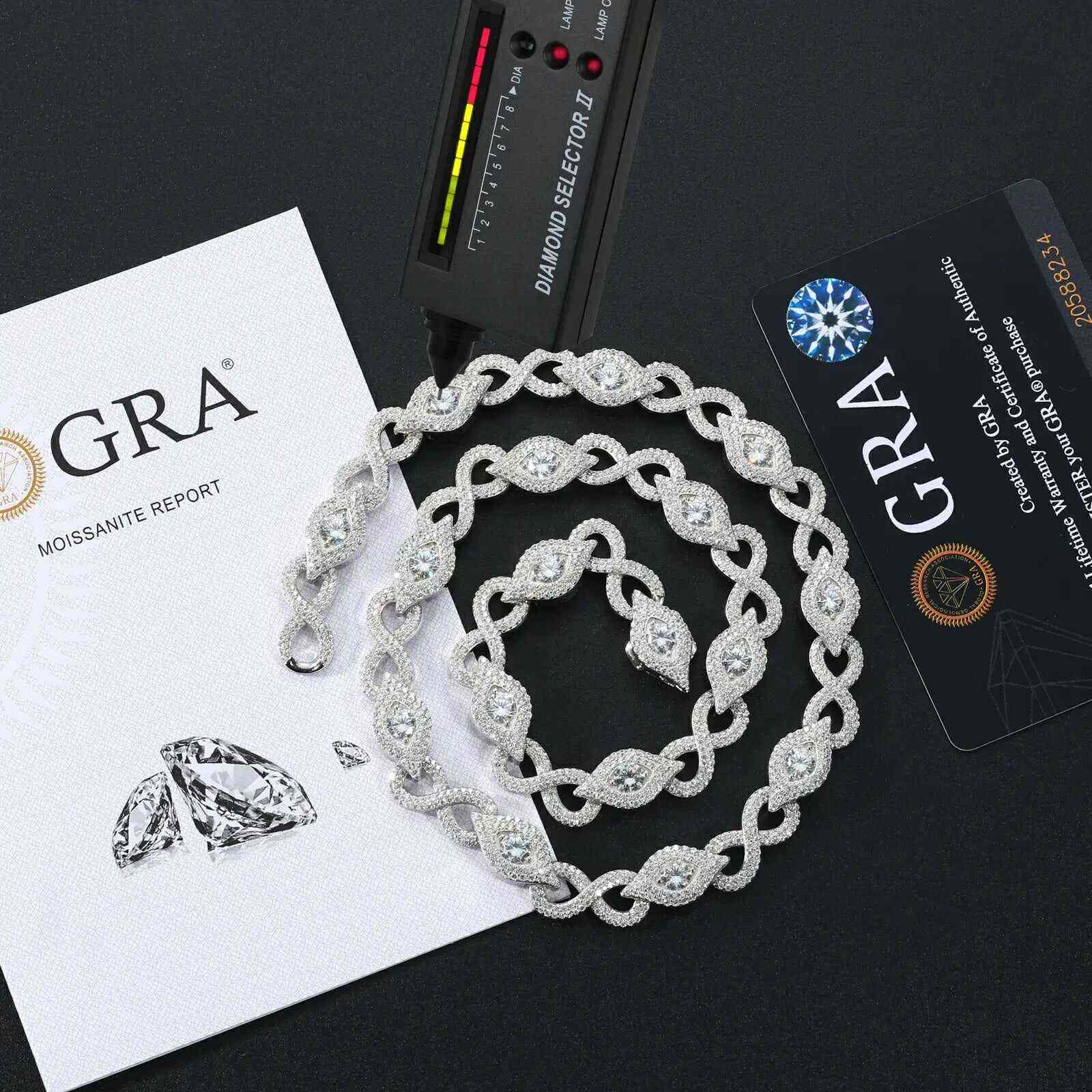 TestTest 10mm S925 Moissanite Infinity Evil Eye Link Chain