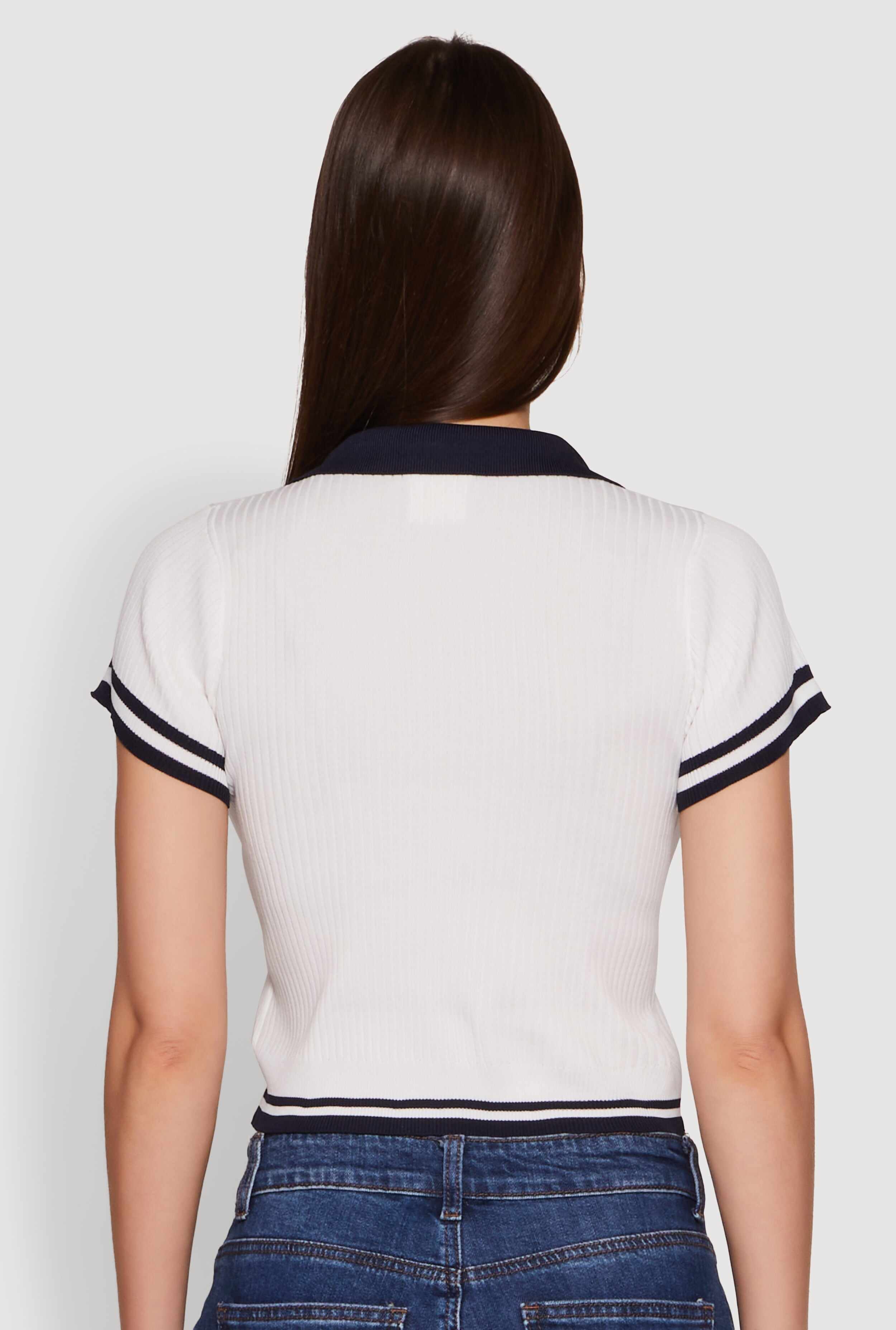 Varsity Striped Embroidered 1990 Bear Graphic Polo Shirt