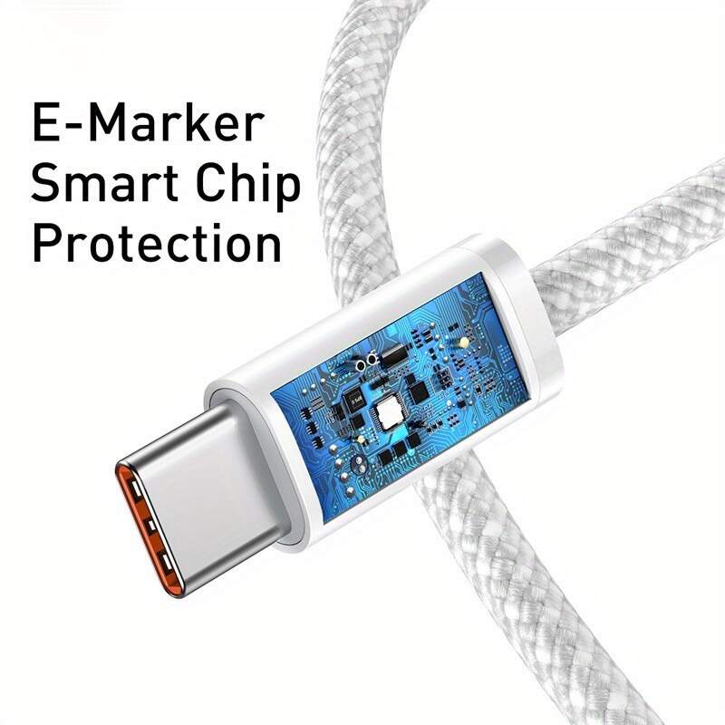 2pcs 60W USB-C to USB-C fast charging cable, 3-foot durable nylon braided flat data cable, suitable for iPhone 15/ Samsung/ Oppo/ Vivo/ Redmi and various Type-C interface products, high-speed transmission and fast charging, Type-C interface