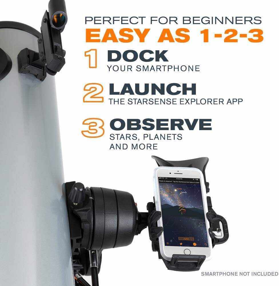 CELESTRON StarSense Explorer DX 130AZ Smartphone App-Enabled Telescope – Works with StarSense App to Help You Find Stars, Planets & More – 130mm Newtonian Reflector – iPhone/Android Compatible