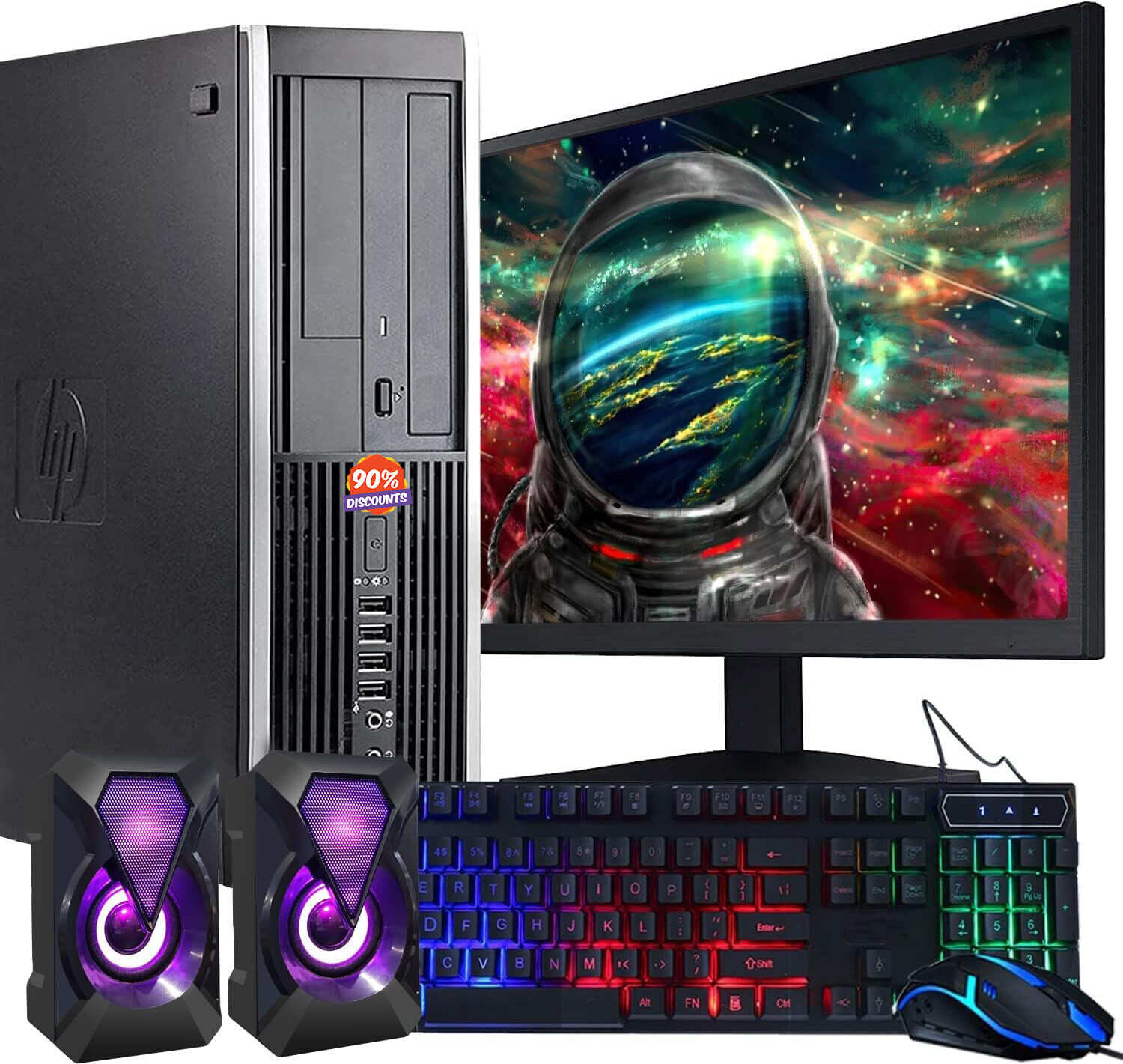 Desktop Computer PC, 3.1 GHz, Intel Core i5, 16GB, RAM, 2TB HDD, New 22 inch LED Monitor, RGB Speaker and Keyboard Mouse, WiFi, Windows 10 Pro (Renewed)