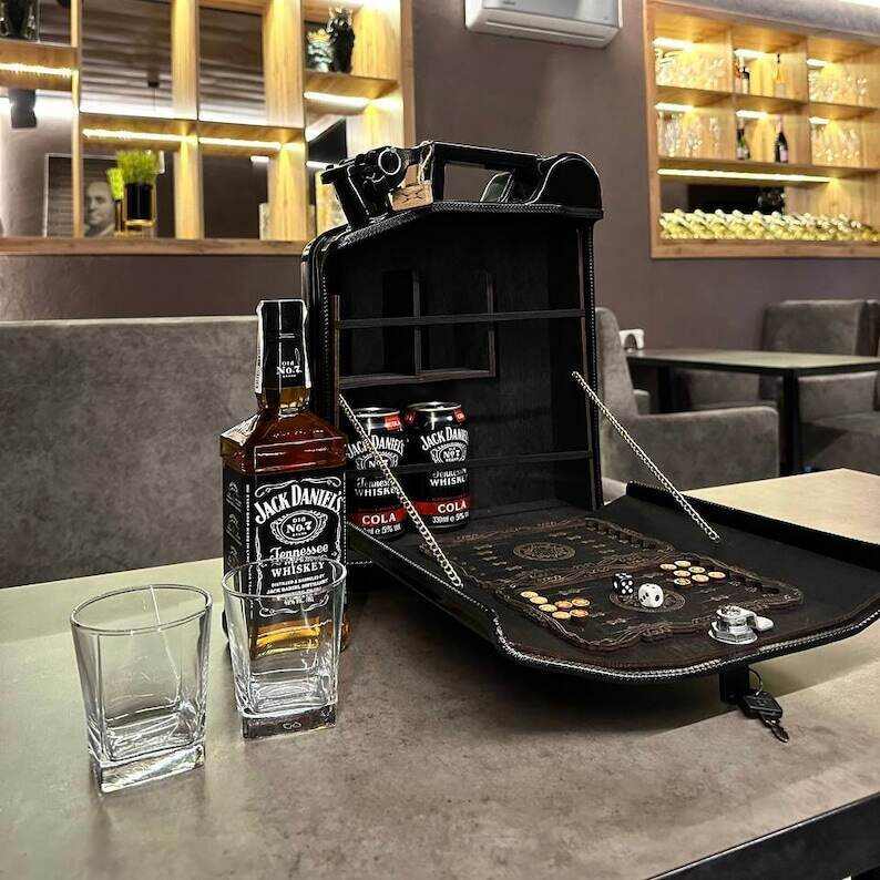 10 L Custom Jerry Can Mini Bar For a Gift, Chess Set Present For The Travel, Custom Fuel Bar, Personalized Mini Bar, Birthday Gift For Him