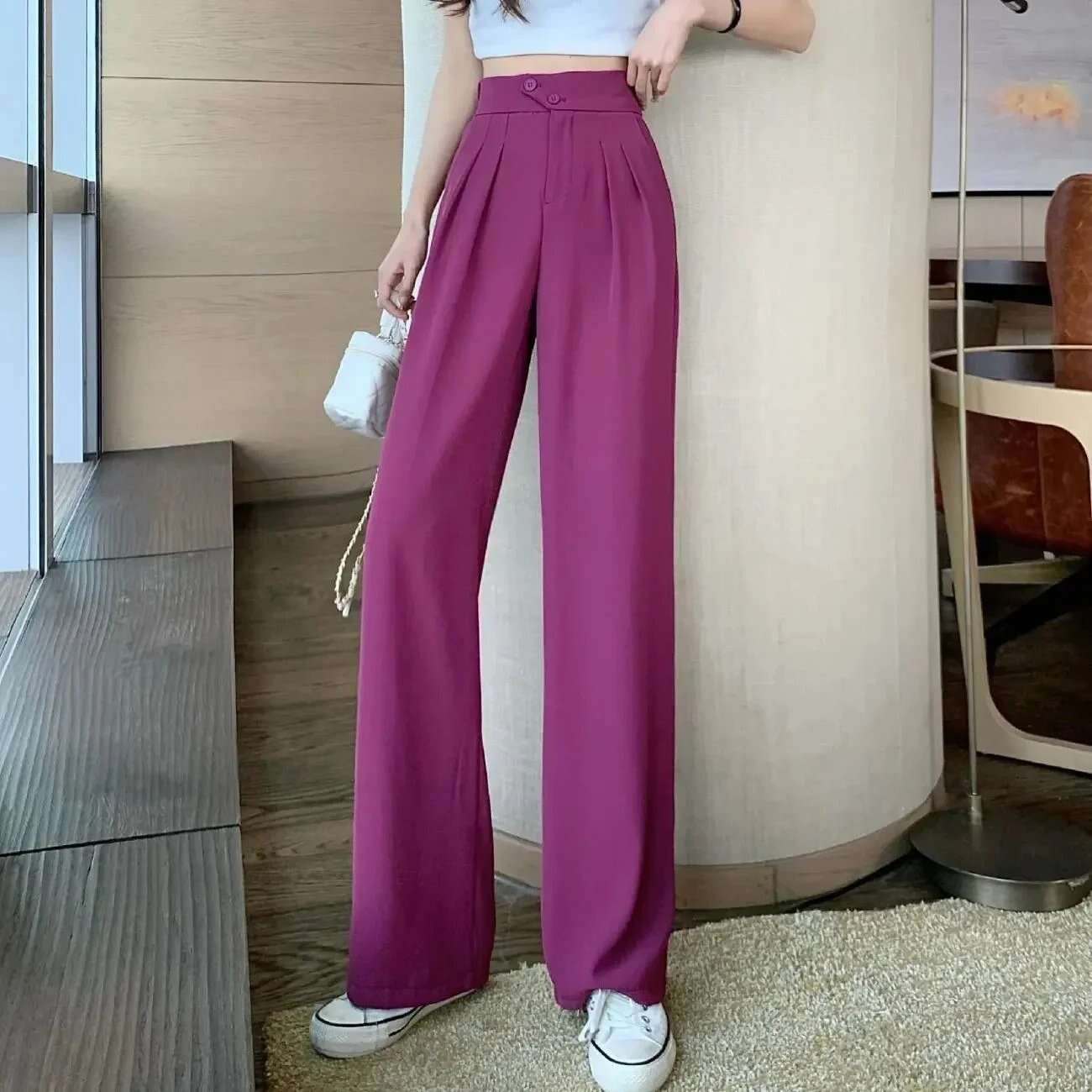 🔥2025 New Figure-flattering versatile high-waisted wide leg trousers