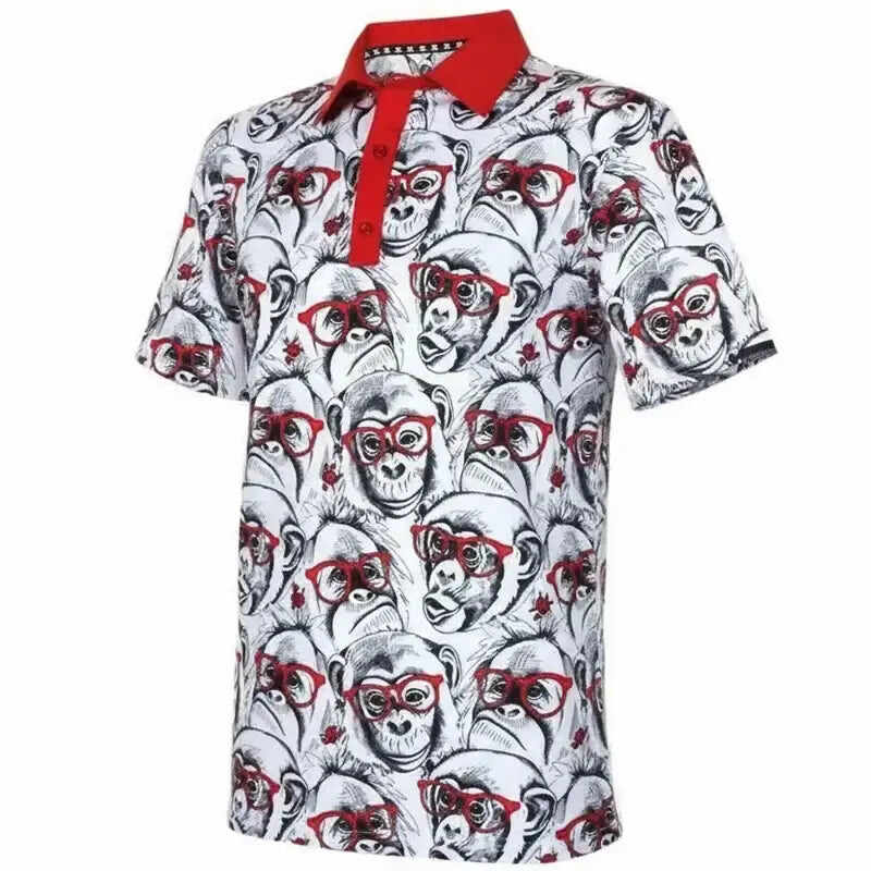 Party Animal Cool-Stretch Men's Golf Shirt (Monkey)